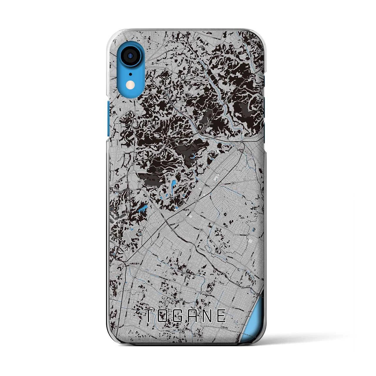【東金(千葉県)】地図柄iPhoneケース(クリアタイプ)モノトーン・iPhone XR 用