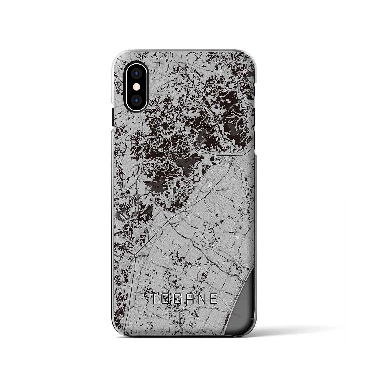 【東金(千葉県)】地図柄iPhoneケース(クリアタイプ)モノトーン・iPhone XS / X 用