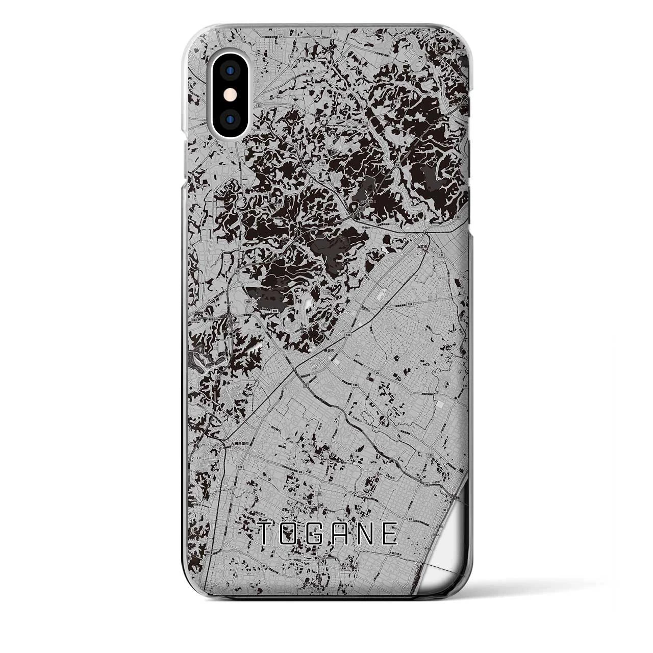 【東金(千葉県)】地図柄iPhoneケース(クリアタイプ)モノトーン・iPhone XS Max 用