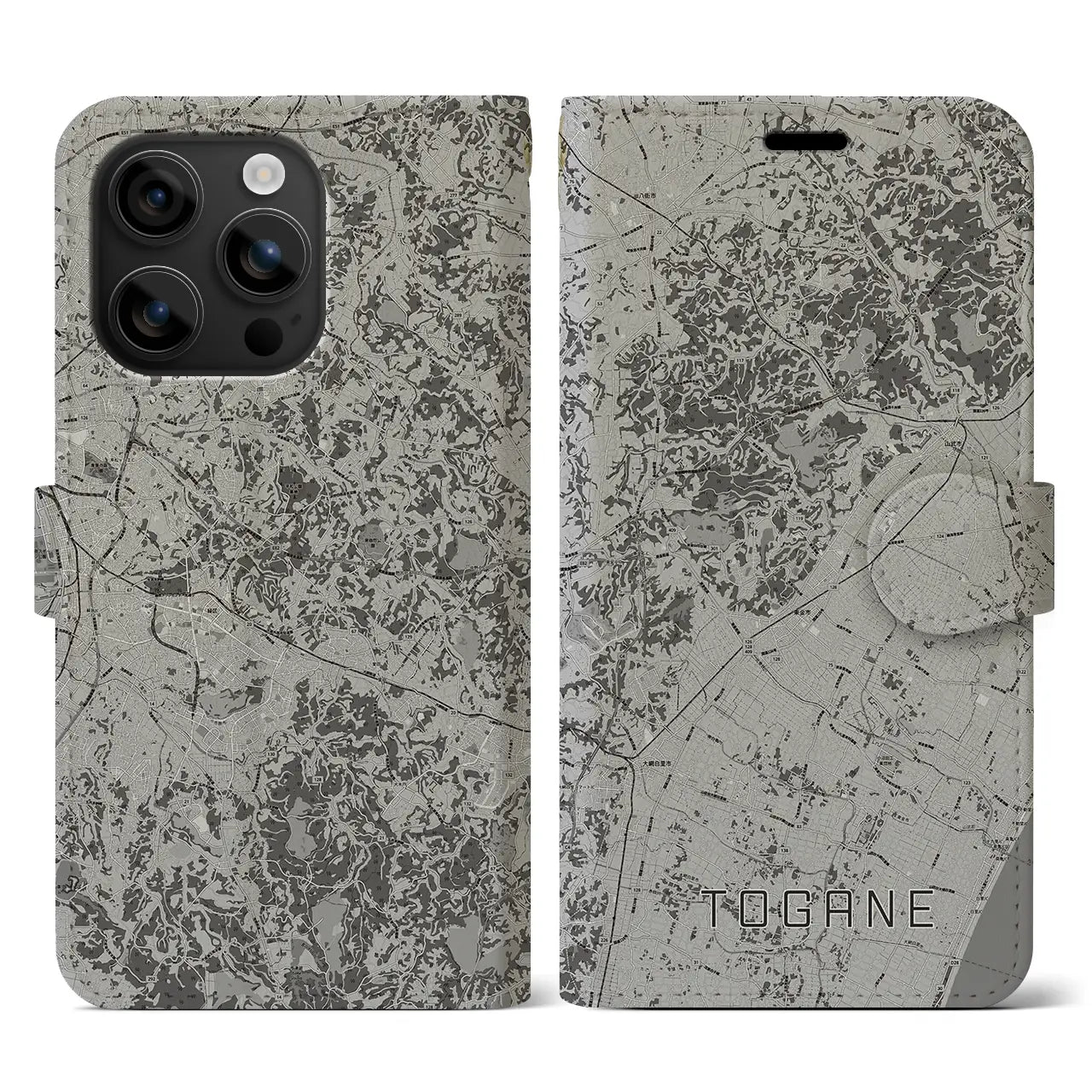 【東金(千葉県)】地図柄iPhoneケース(手帳タイプ)モノトーン・iPhone 16 用
