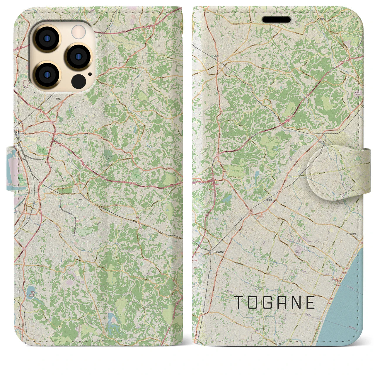 【東金(千葉県)】地図柄iPhoneケース(手帳タイプ)ナチュラル・iPhone 12 Pro Max 用
