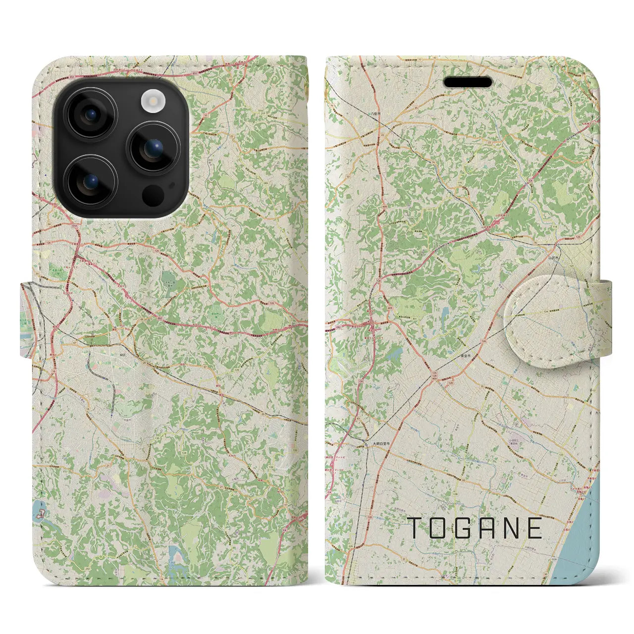 【東金(千葉県)】地図柄iPhoneケース(手帳タイプ)ナチュラル・iPhone 16 用