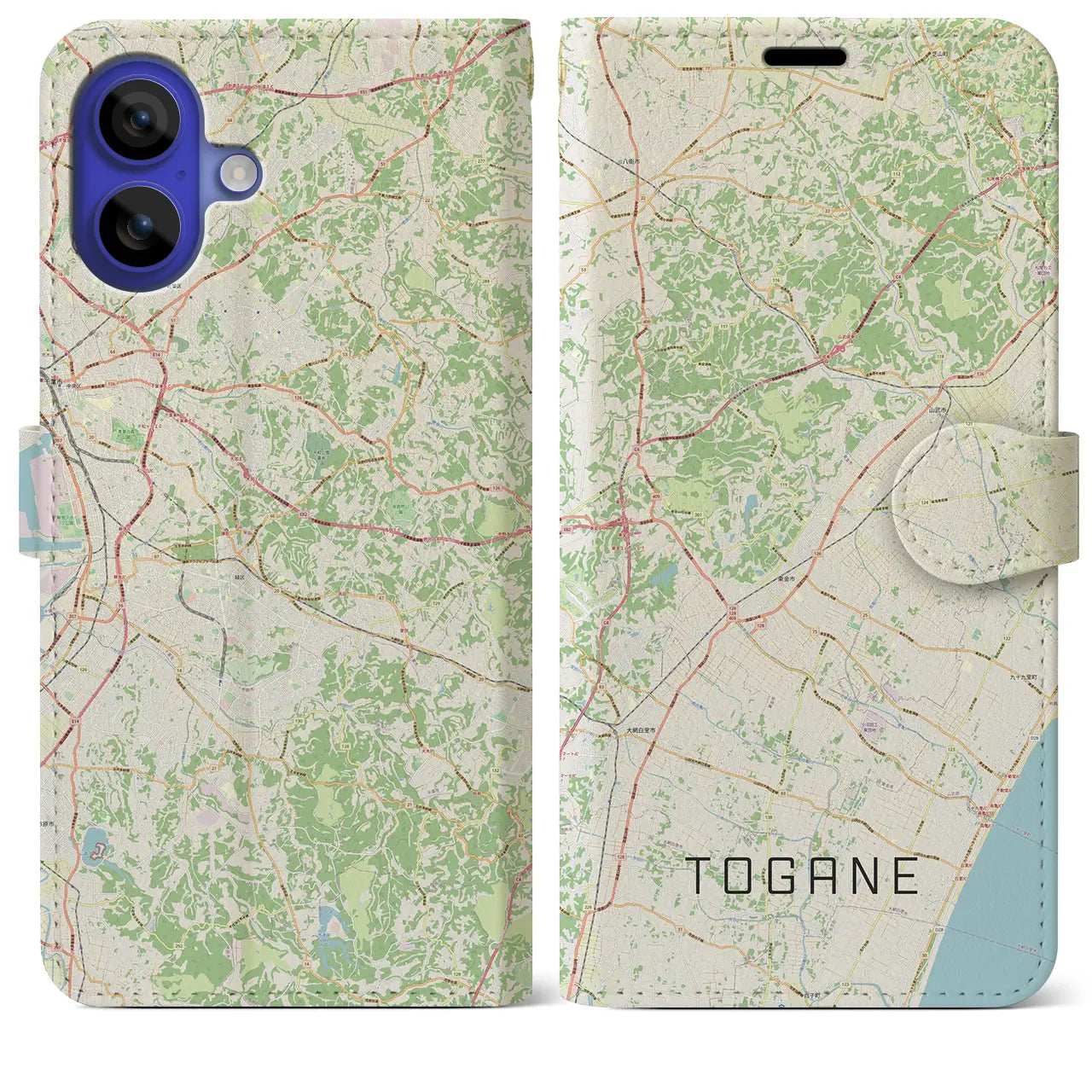 【東金(千葉県)】地図柄iPhoneケース(手帳タイプ)ナチュラル・iPhone 16 Pro Max 用