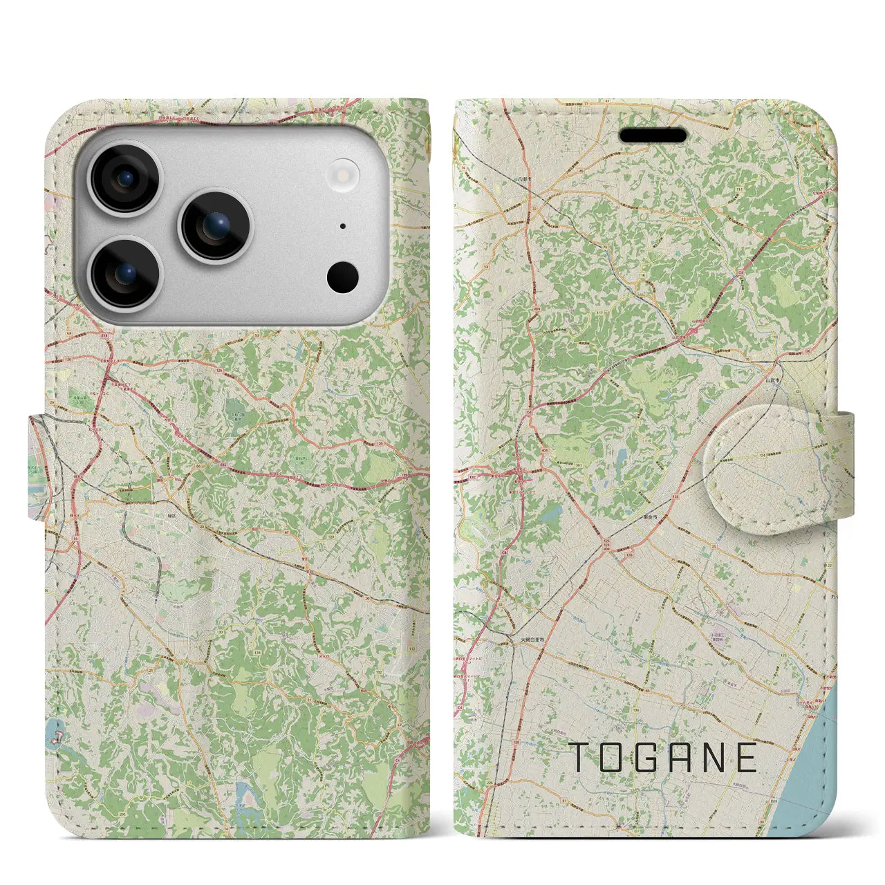 【東金(千葉県)】地図柄iPhoneケース(手帳タイプ)ナチュラル・iPhone 17 Pro Max 用