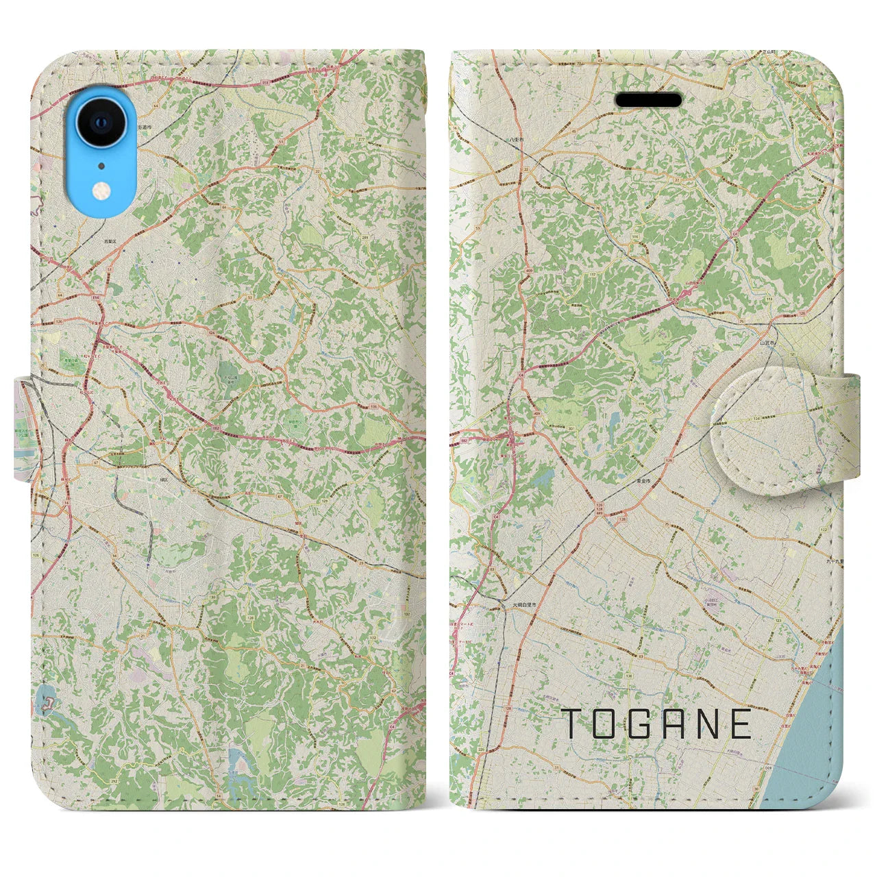 【東金(千葉県)】地図柄iPhoneケース(手帳タイプ)ナチュラル・iPhone XR 用