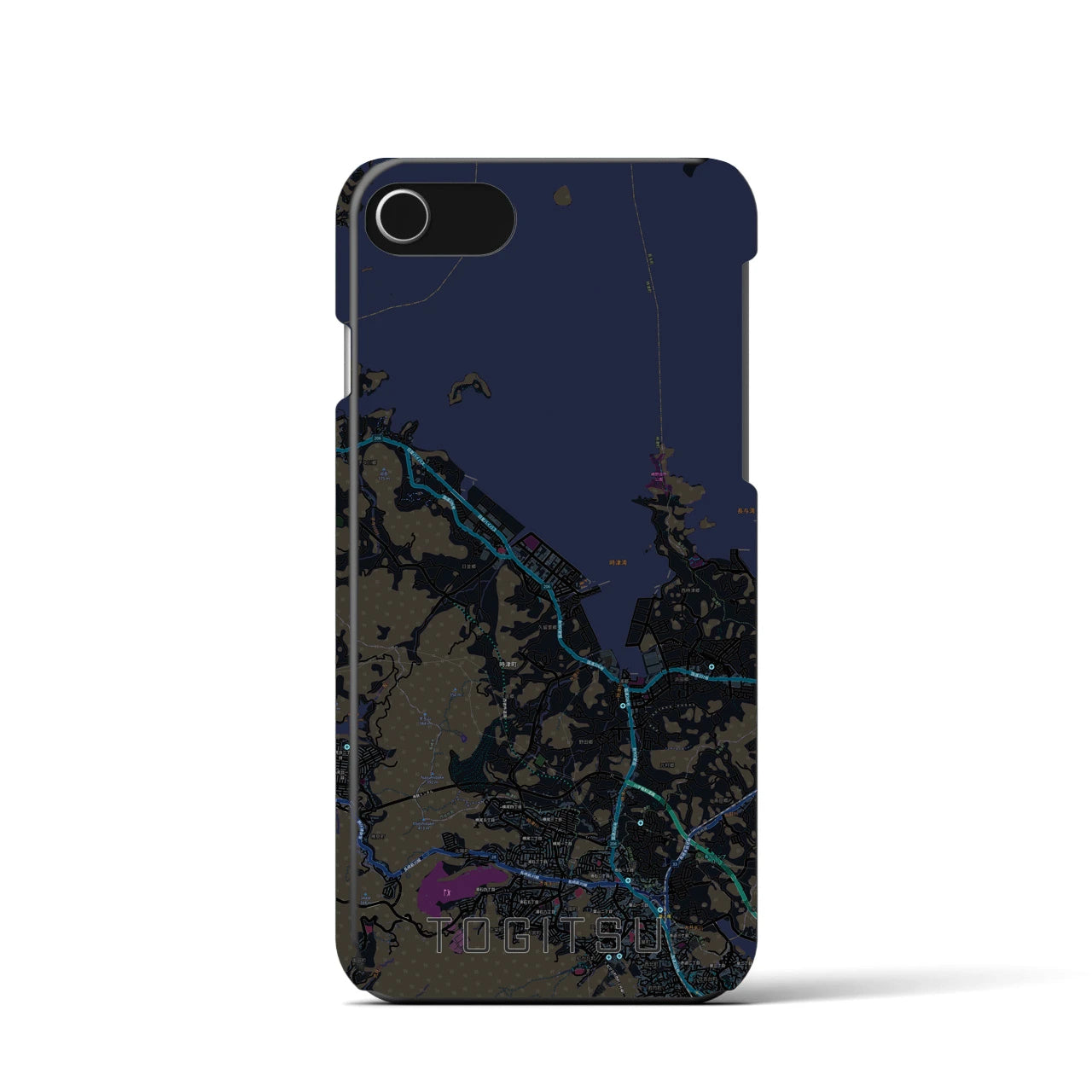 【時津(長崎県)】地図柄iPhoneケース(バックカバータイプ)