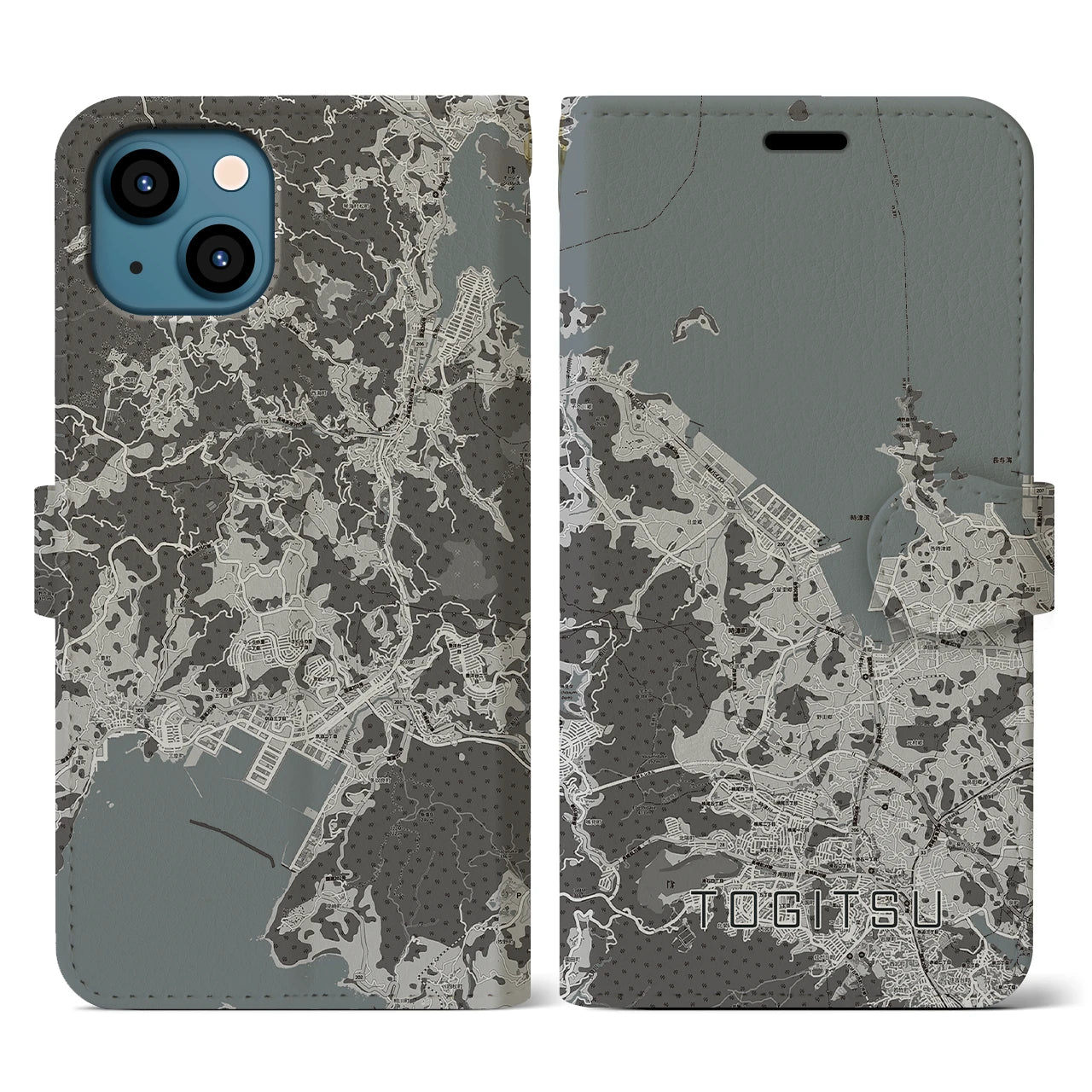 【時津(長崎県)】地図柄iPhoneケース(手帳タイプ)