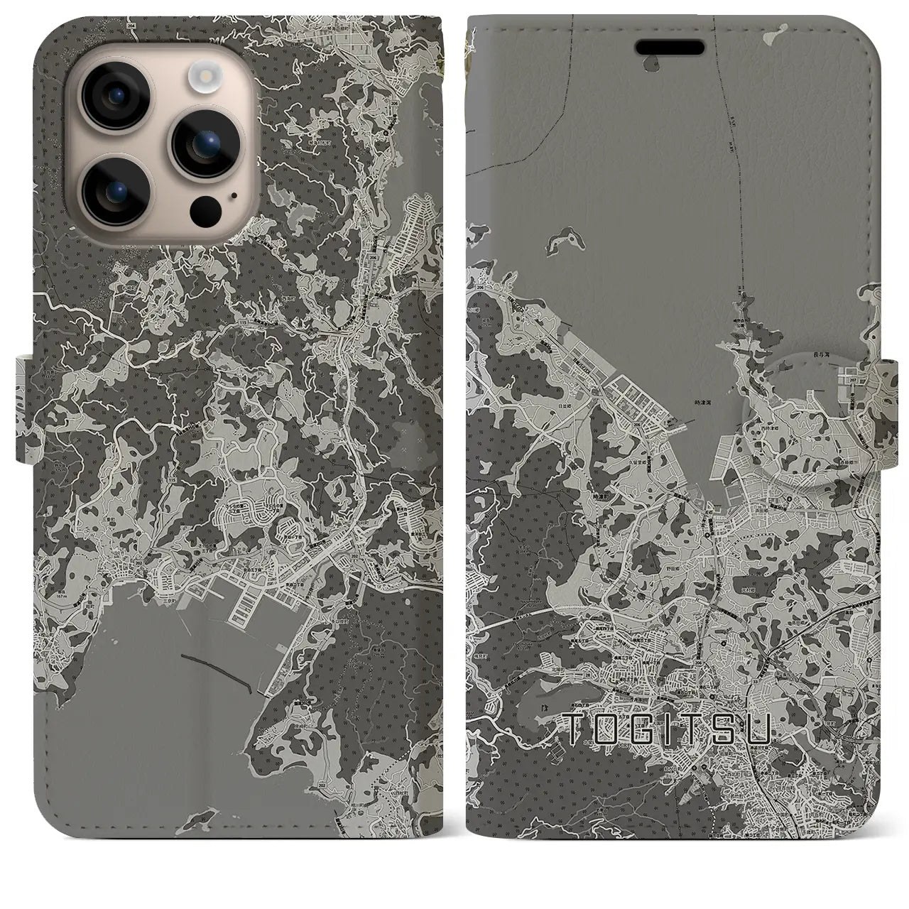 【時津(長崎県)】地図柄iPhoneケース(手帳タイプ)