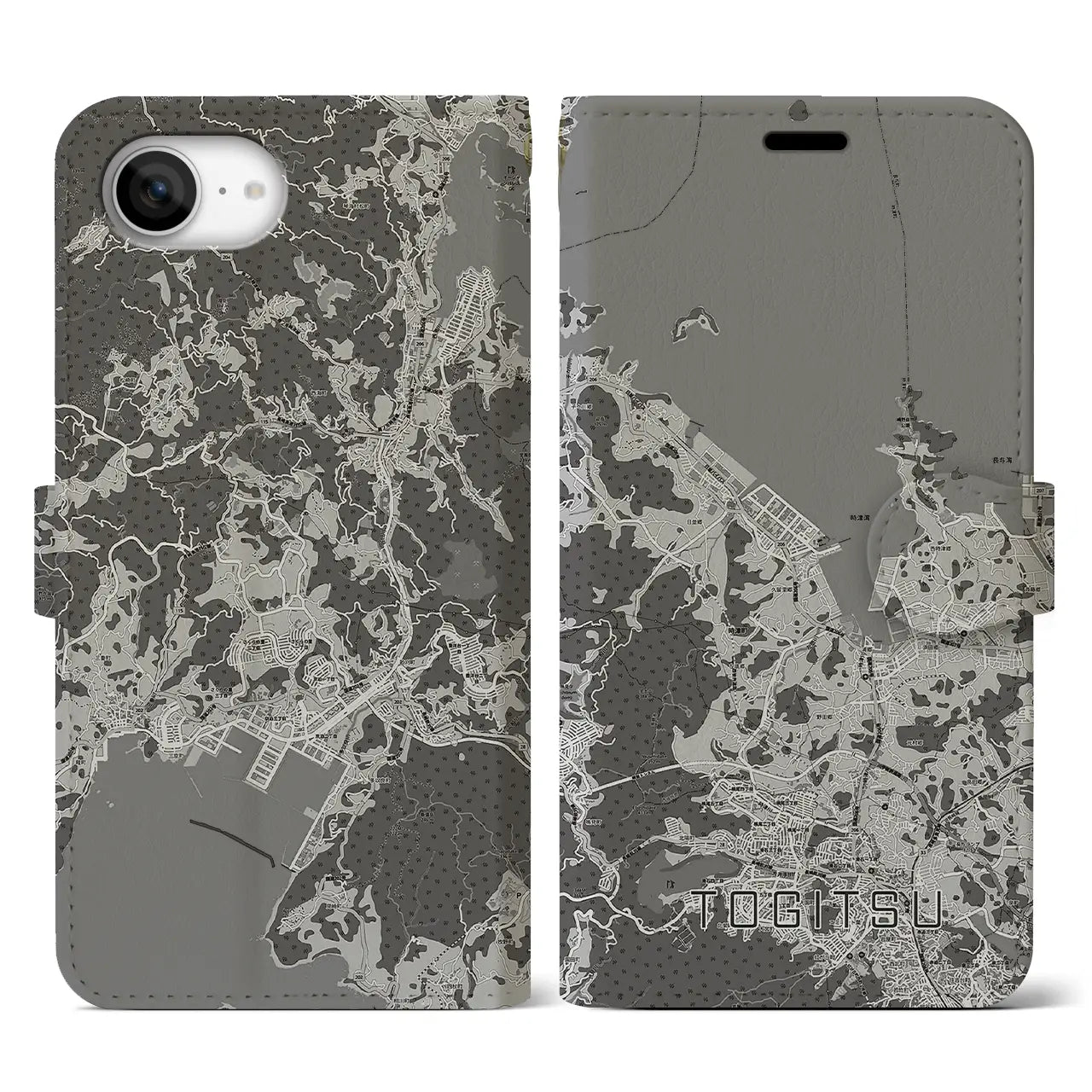 【時津(長崎県)】地図柄iPhoneケース(手帳タイプ)