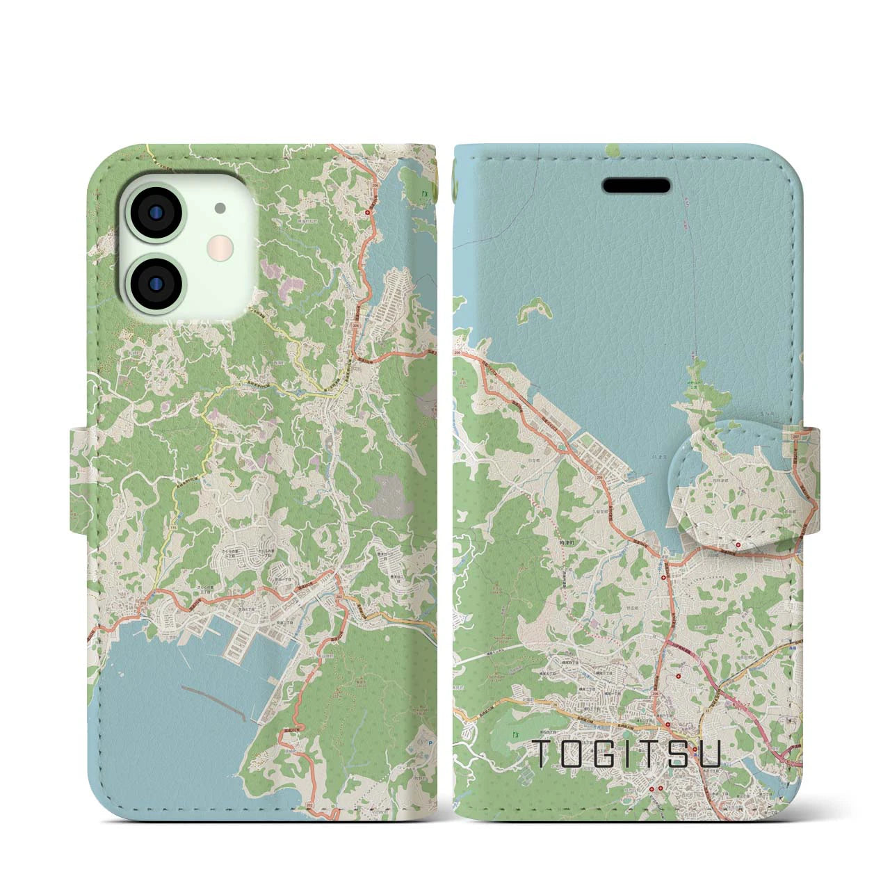 【時津(長崎県)】地図柄iPhoneケース(手帳タイプ)