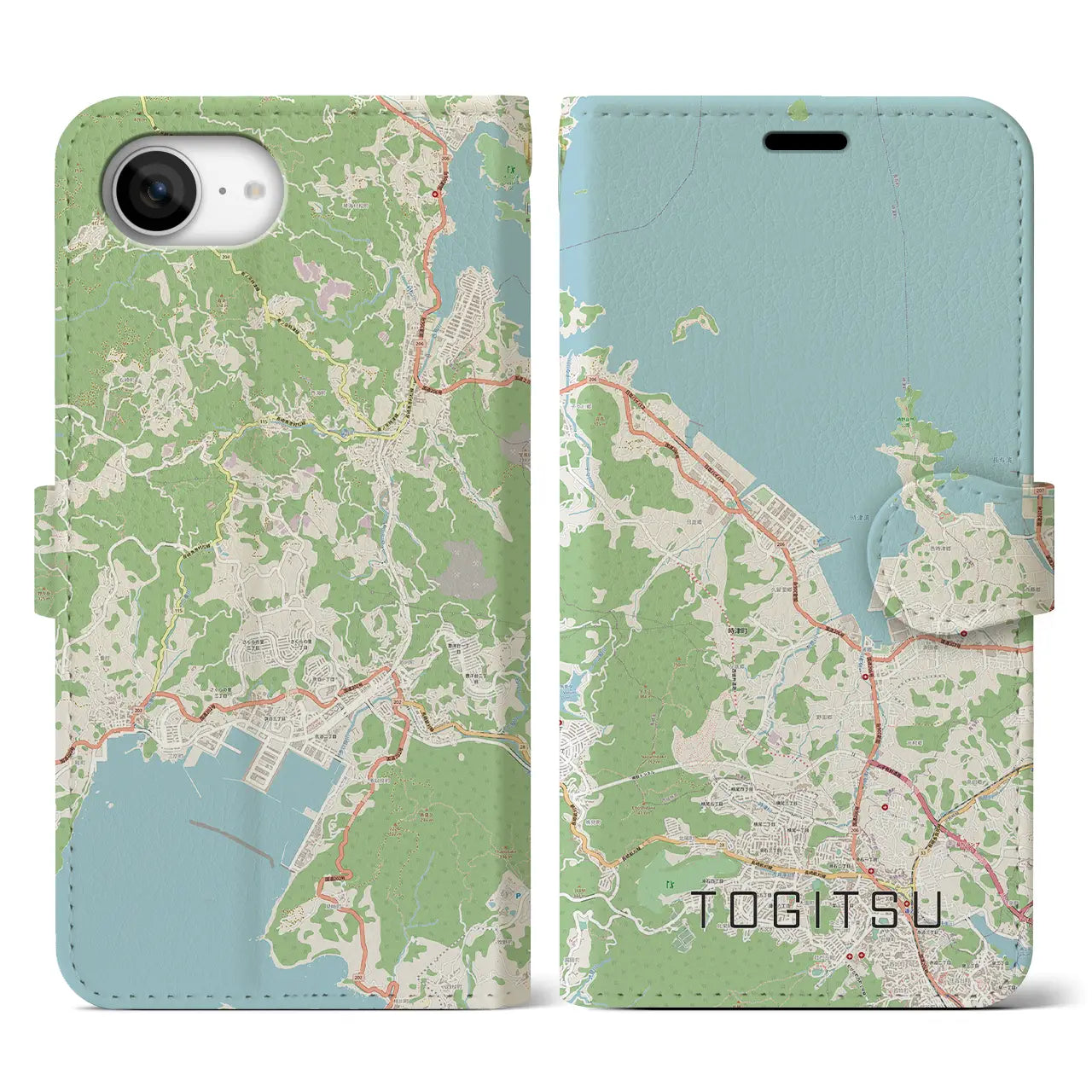 【時津(長崎県)】地図柄iPhoneケース(手帳タイプ)