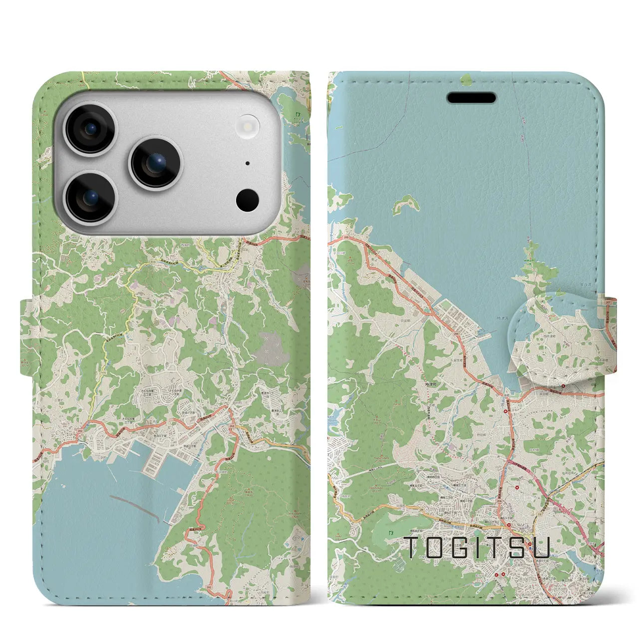 【時津(長崎県)】地図柄iPhoneケース(手帳タイプ)