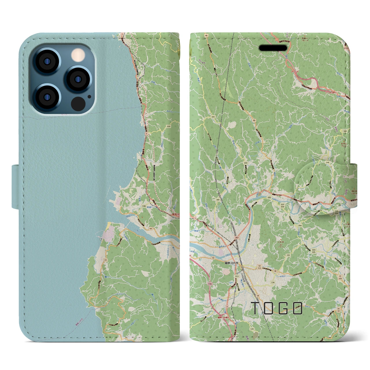 【東郷(鹿児島県)】地図柄iPhoneケース(手帳タイプ)