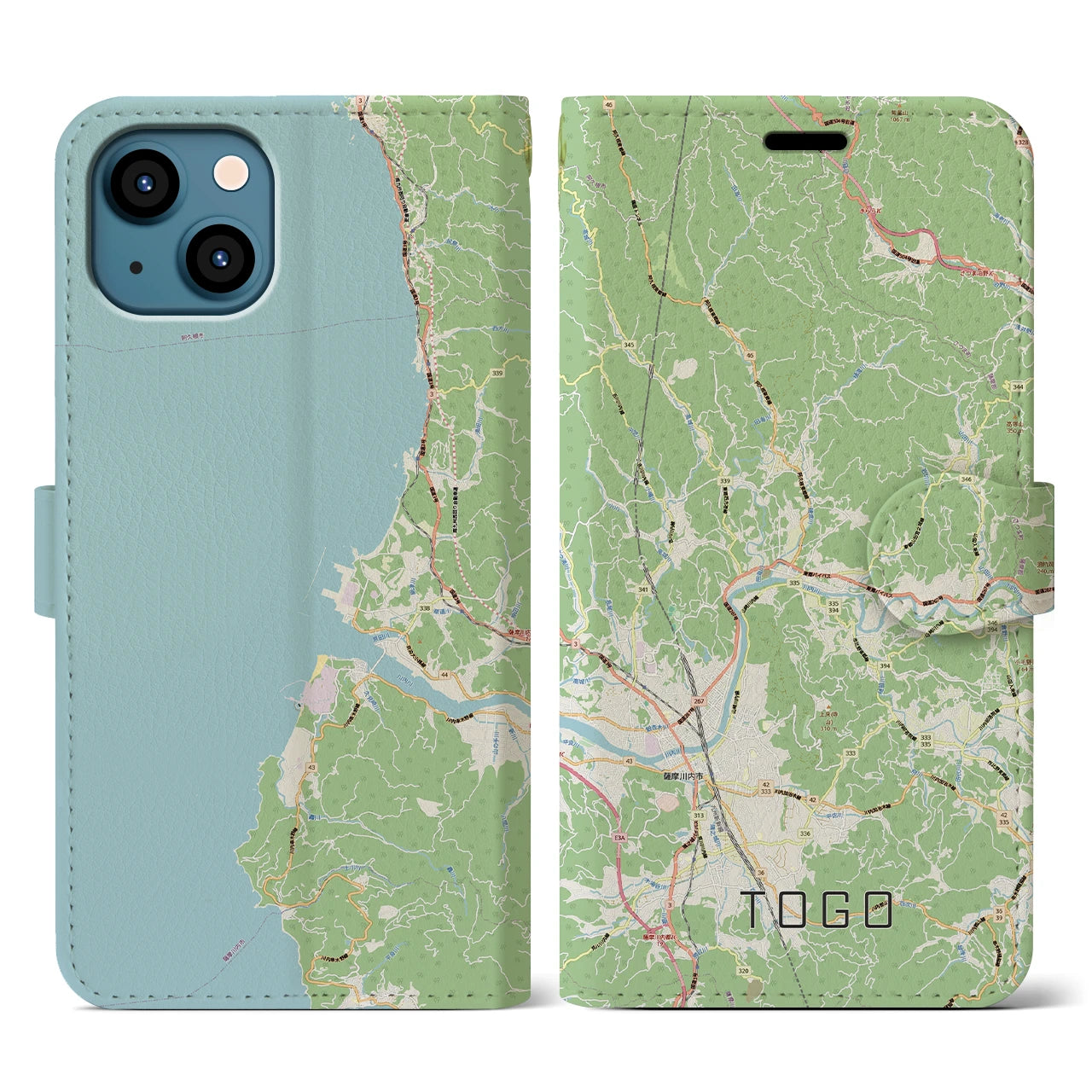 【東郷(鹿児島県)】地図柄iPhoneケース(手帳タイプ)