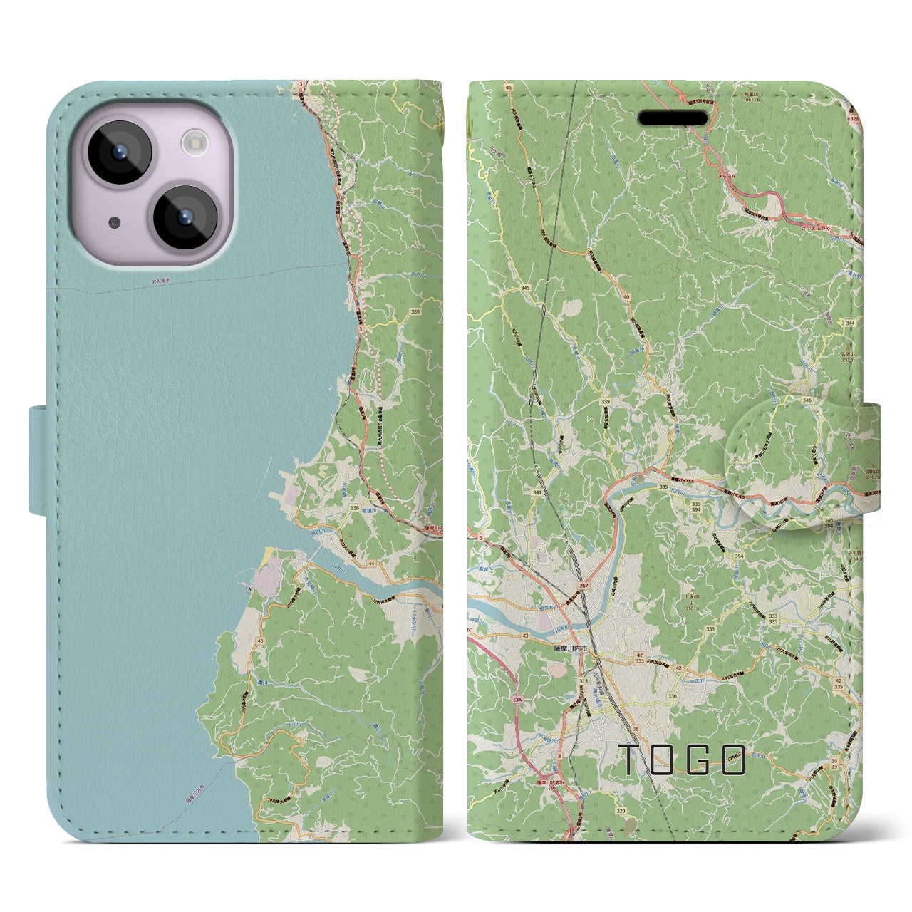 【東郷(鹿児島県)】地図柄iPhoneケース(手帳タイプ)