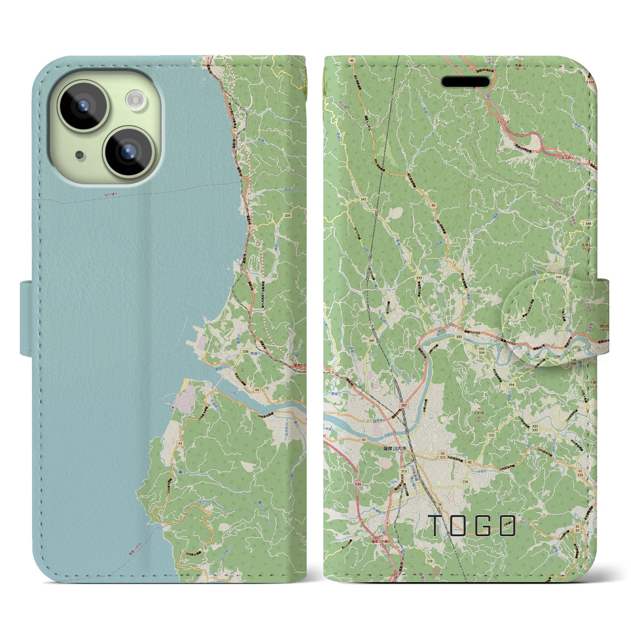 【東郷(鹿児島県)】地図柄iPhoneケース(手帳タイプ)