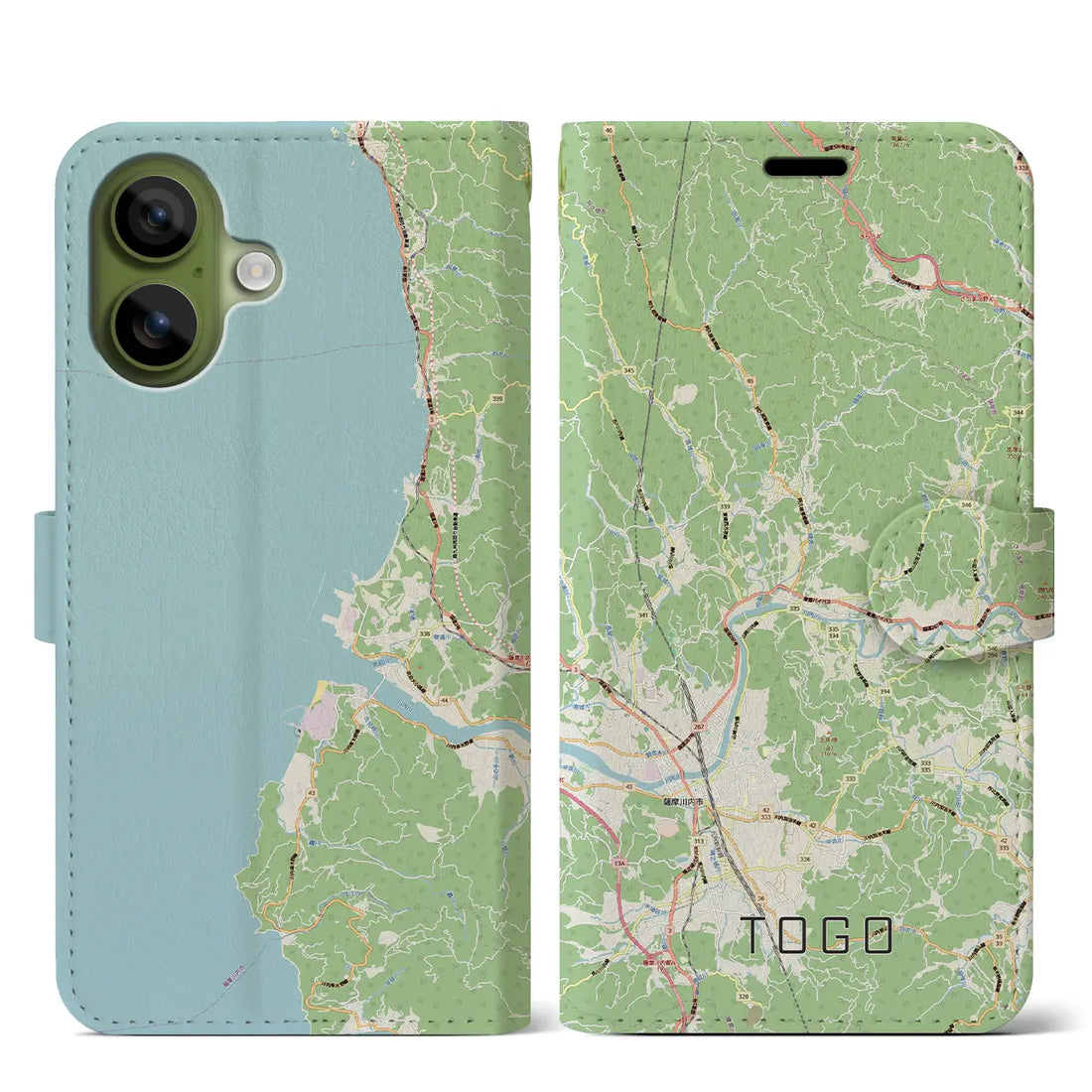 【東郷(鹿児島県)】地図柄iPhoneケース(手帳タイプ)モノトーン・iPhone 17 Pro Max 用