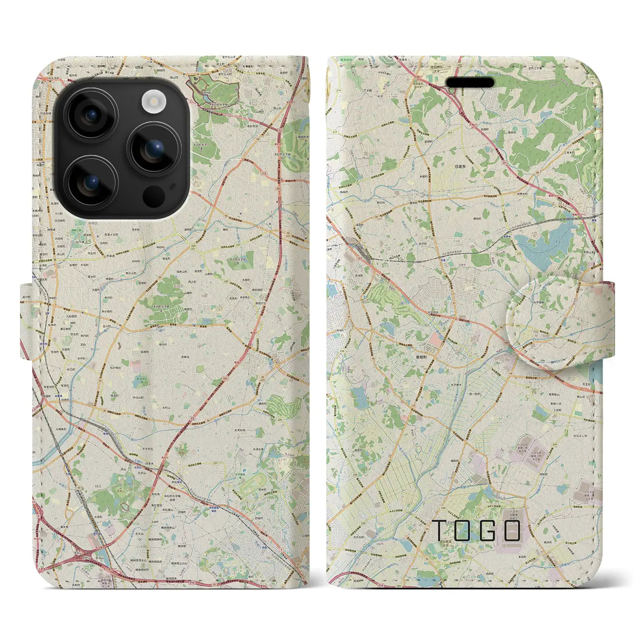 【東郷(愛知県)】地図柄iPhoneケース(手帳タイプ)ナチュラル・iPhone 16 用