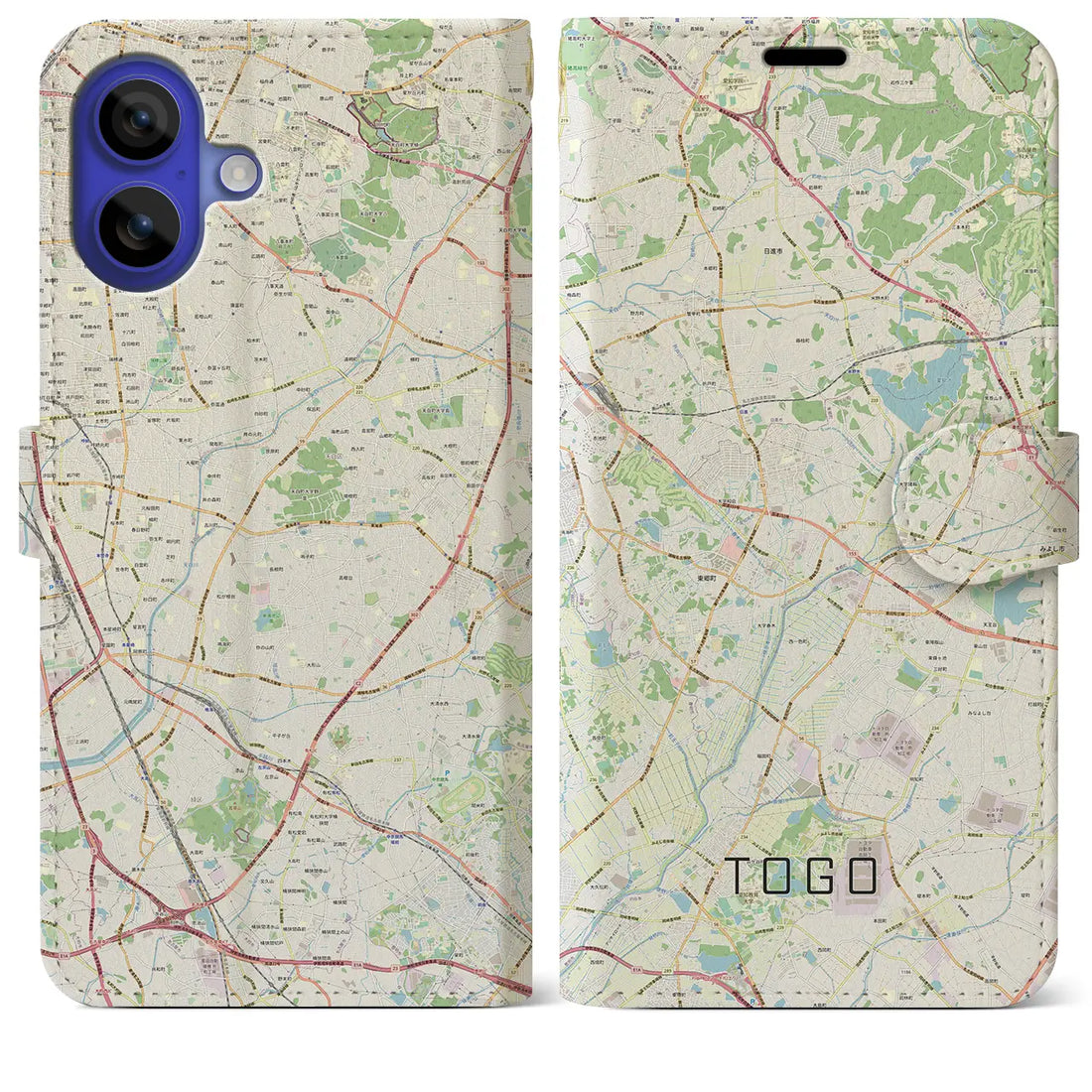 【東郷(愛知県)】地図柄iPhoneケース(手帳タイプ)ナチュラル・iPhone 16 Pro Max 用