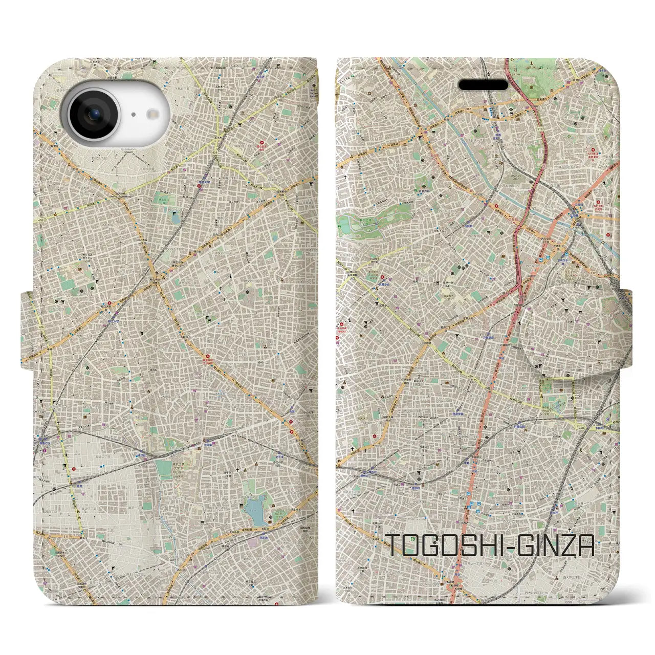【戸越銀座(東京都)】地図柄iPhoneケース(手帳タイプ)