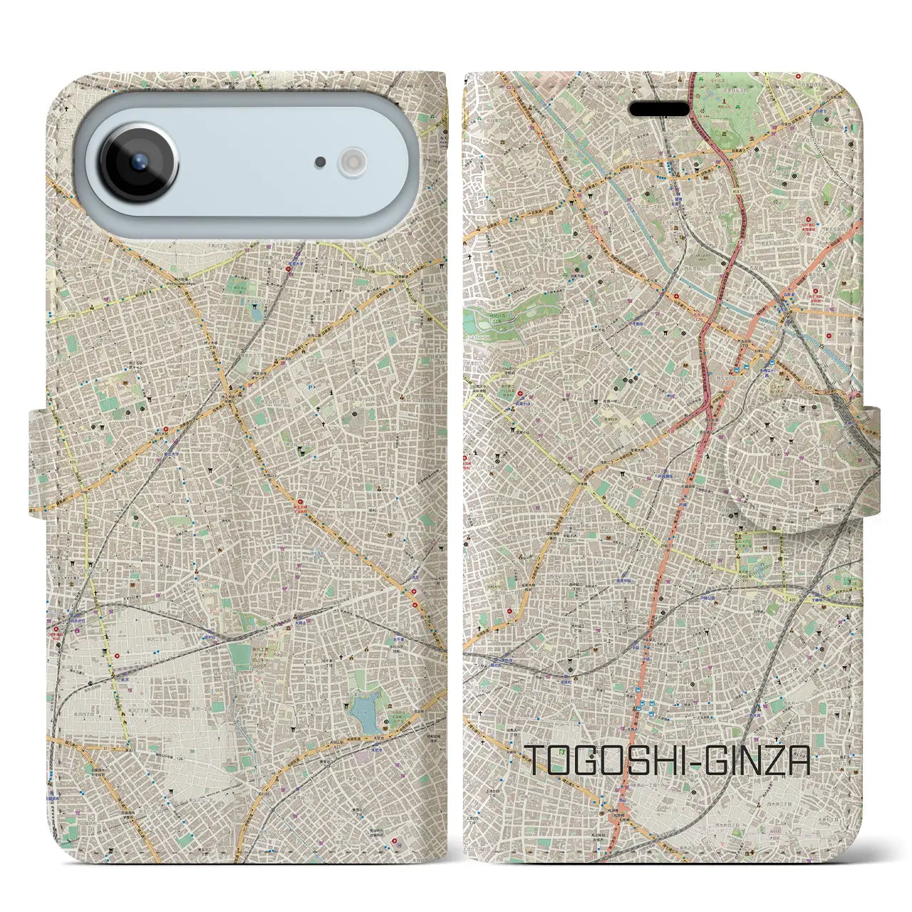 【戸越銀座(東京都)】地図柄iPhoneケース(手帳タイプ)モノトーン・iPhone 17 Pro Max 用