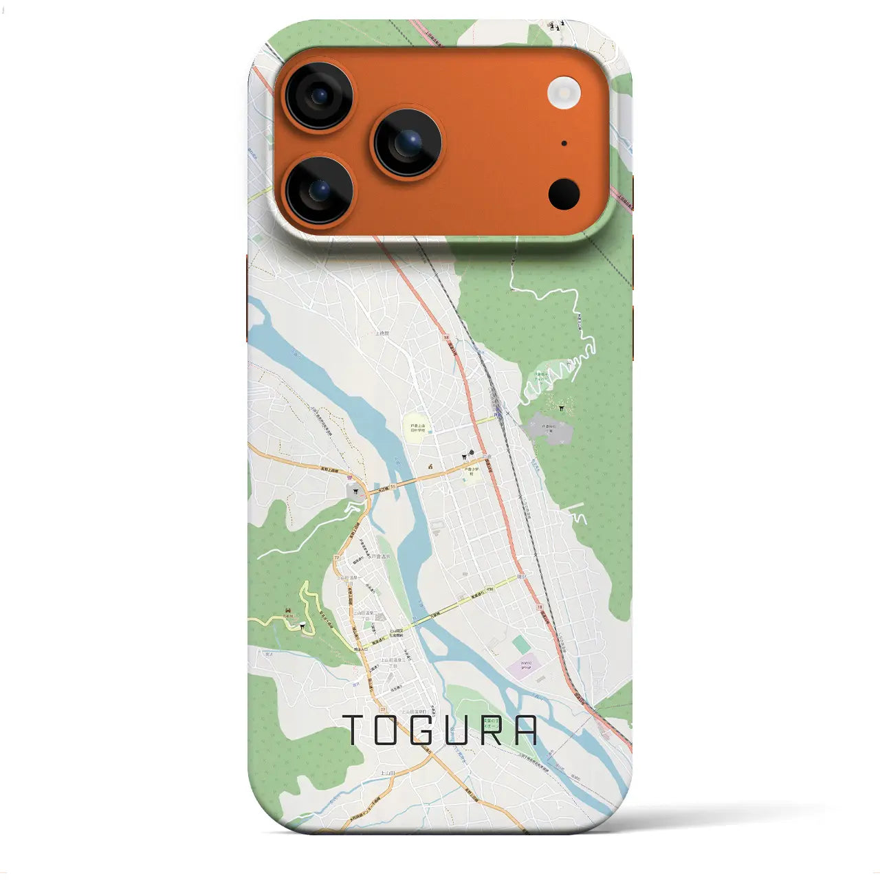 【戸倉(長野県)】地図柄iPhoneケース(バックカバータイプ)ブラック・iPhone 17 Pro Max 用