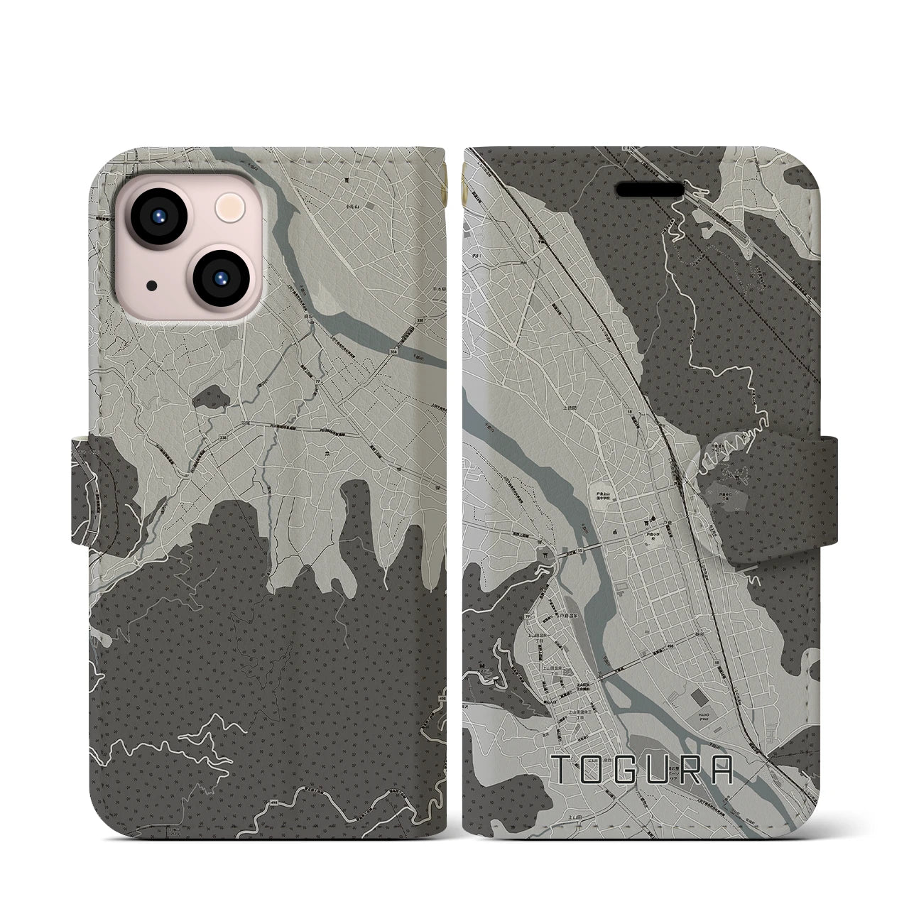 【戸倉(長野県)】地図柄iPhoneケース(手帳タイプ)