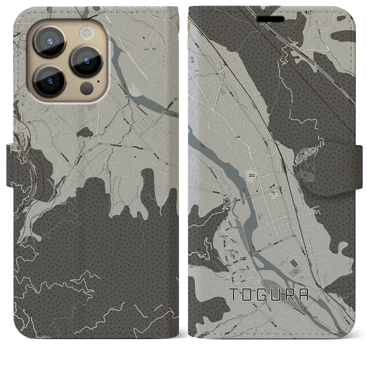 【戸倉(長野県)】地図柄iPhoneケース(手帳タイプ)