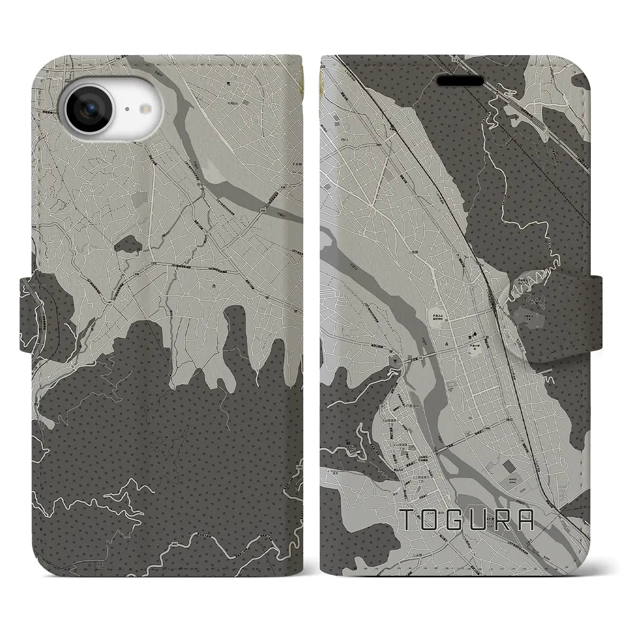 【戸倉(長野県)】地図柄iPhoneケース(手帳タイプ)