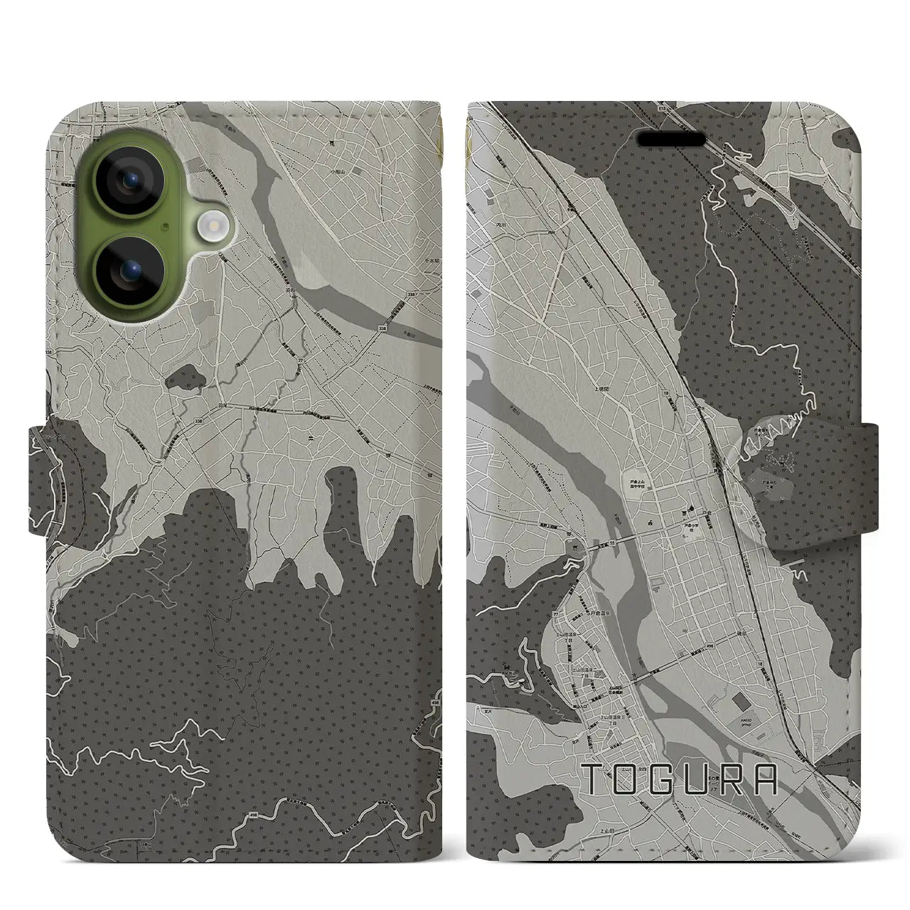 【戸倉(長野県)】地図柄iPhoneケース(手帳タイプ)