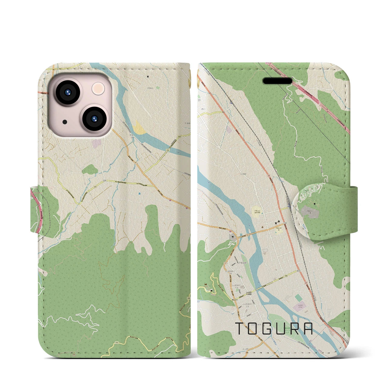 【戸倉(長野県)】地図柄iPhoneケース(手帳タイプ)