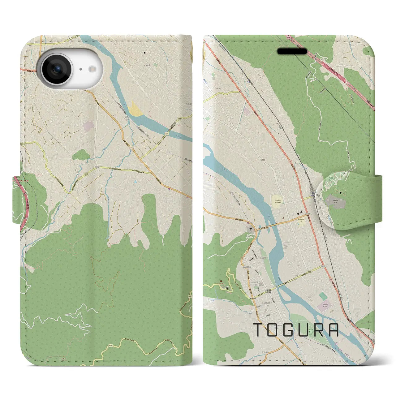 【戸倉(長野県)】地図柄iPhoneケース(手帳タイプ)