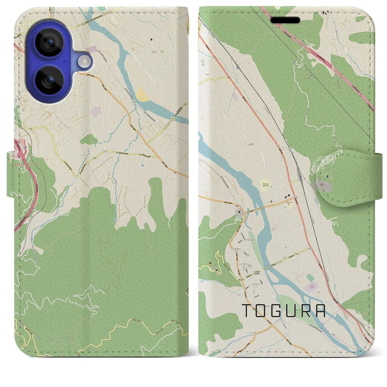 【戸倉(長野県)】地図柄iPhoneケース(手帳タイプ)