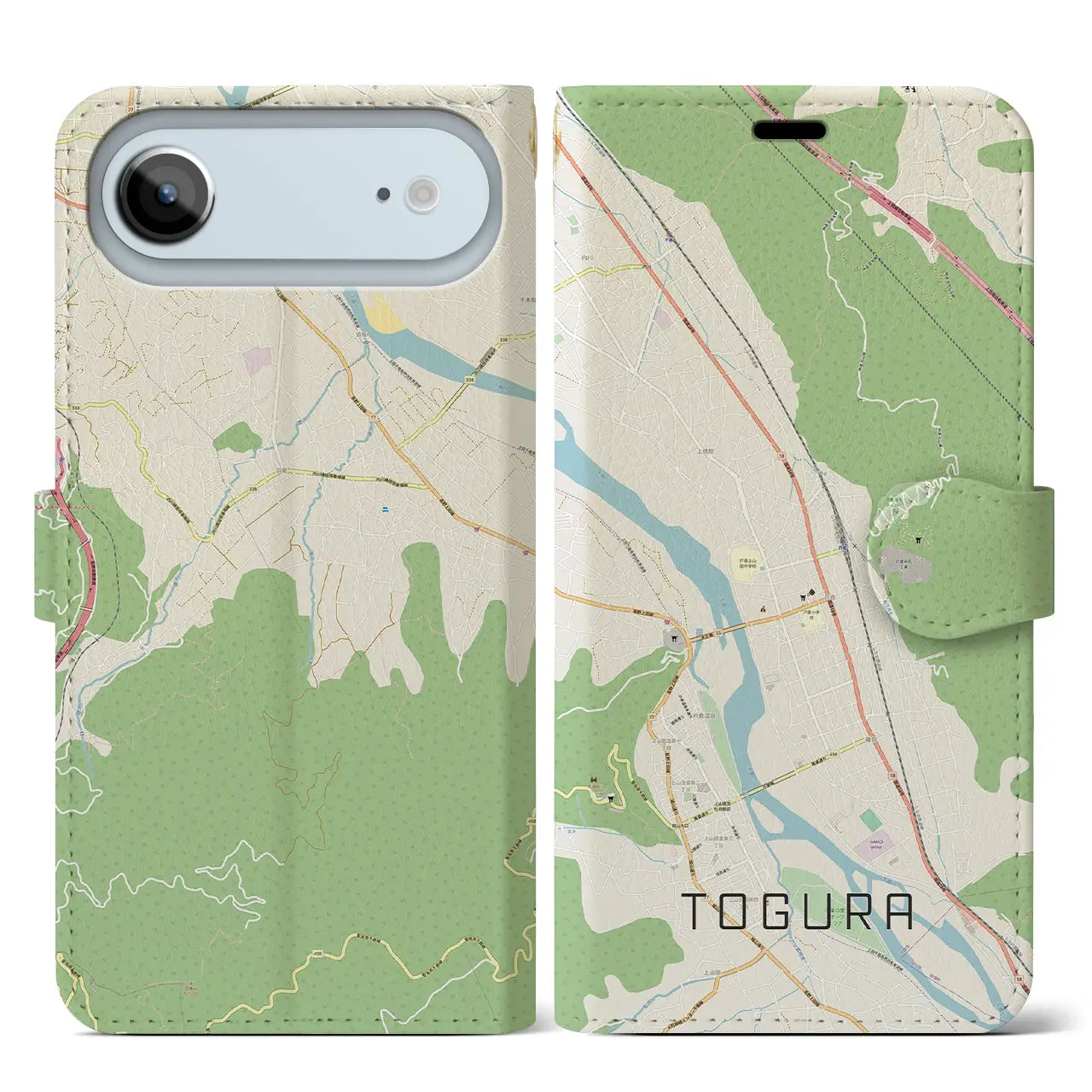 【戸倉(長野県)】地図柄iPhoneケース(手帳タイプ)