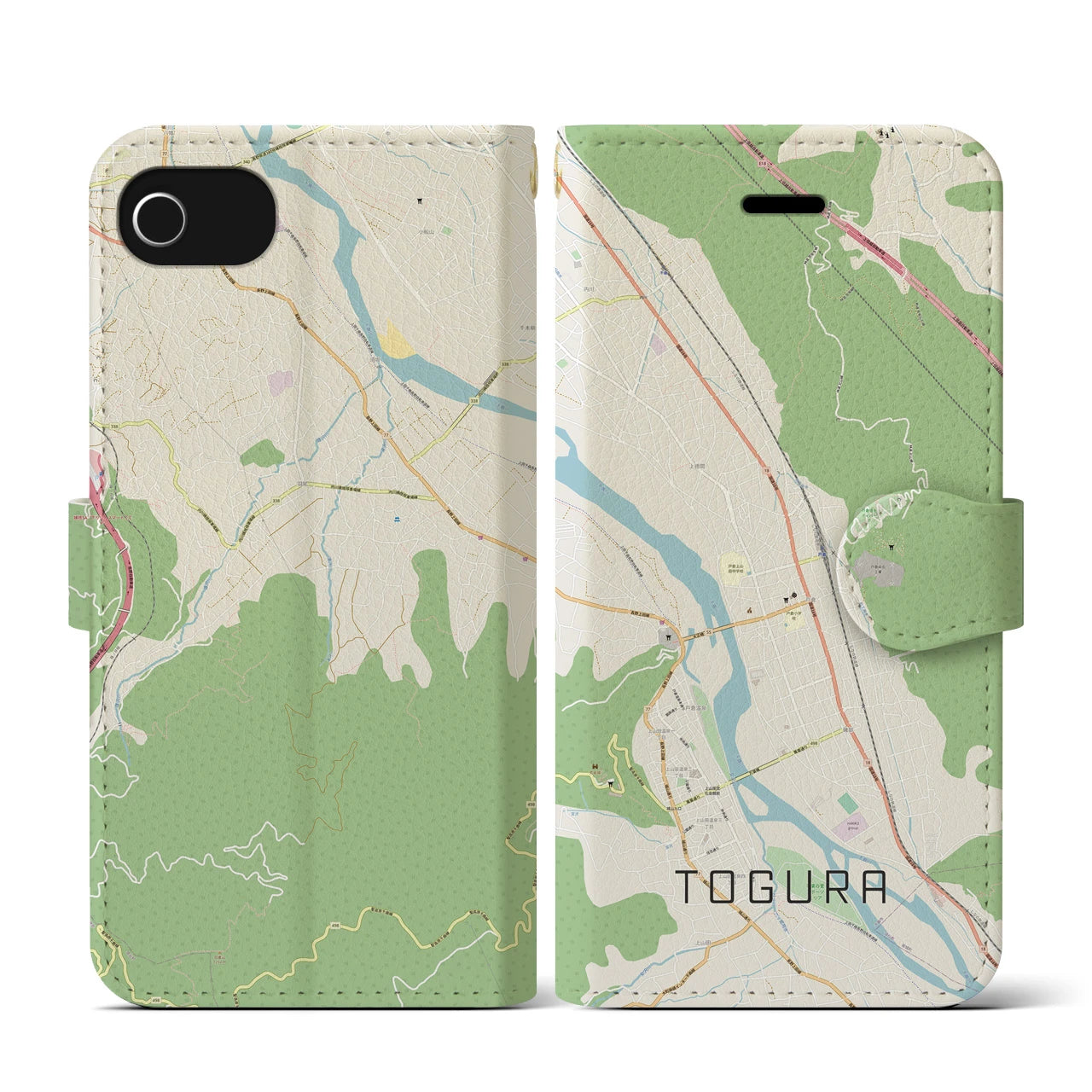 【戸倉(長野県)】地図柄iPhoneケース(手帳タイプ)