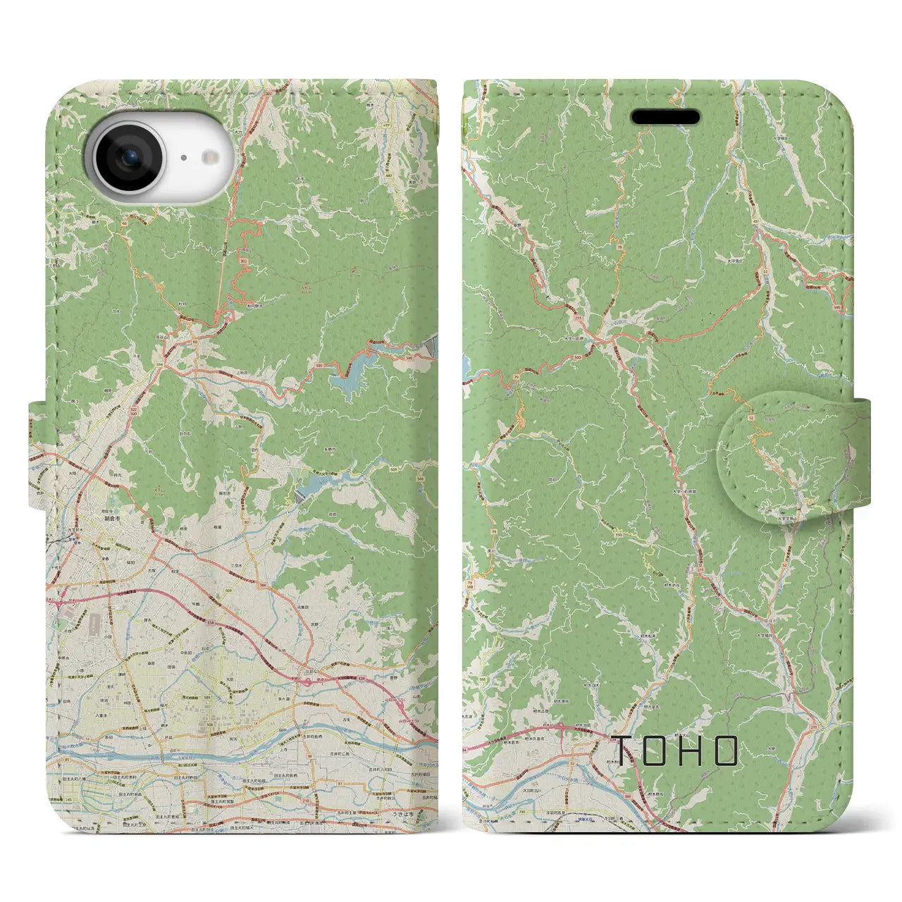 【東峰(福岡県)】地図柄iPhoneケース(手帳タイプ)