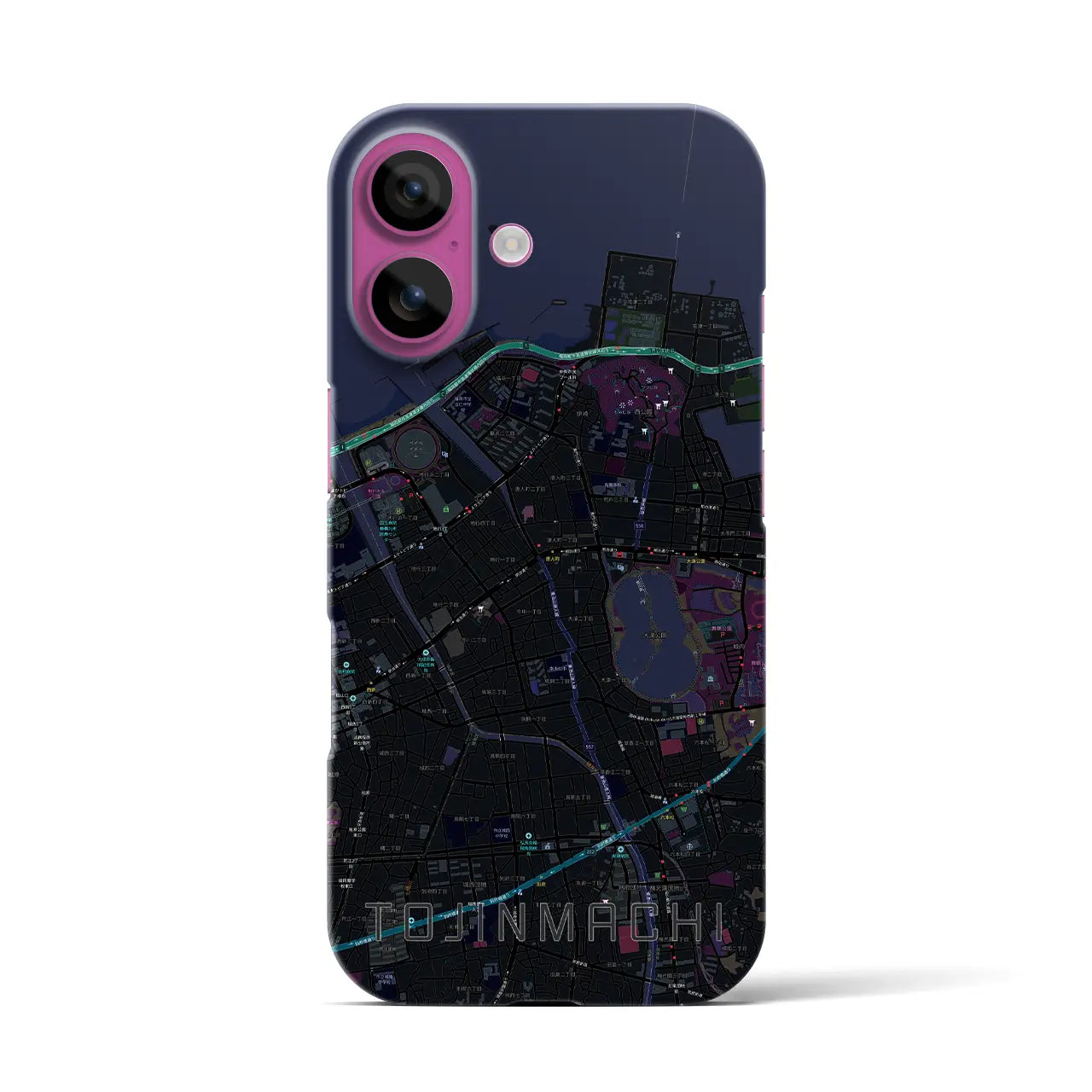 【唐人町(福岡県)】地図柄iPhoneケース(バックカバータイプ)