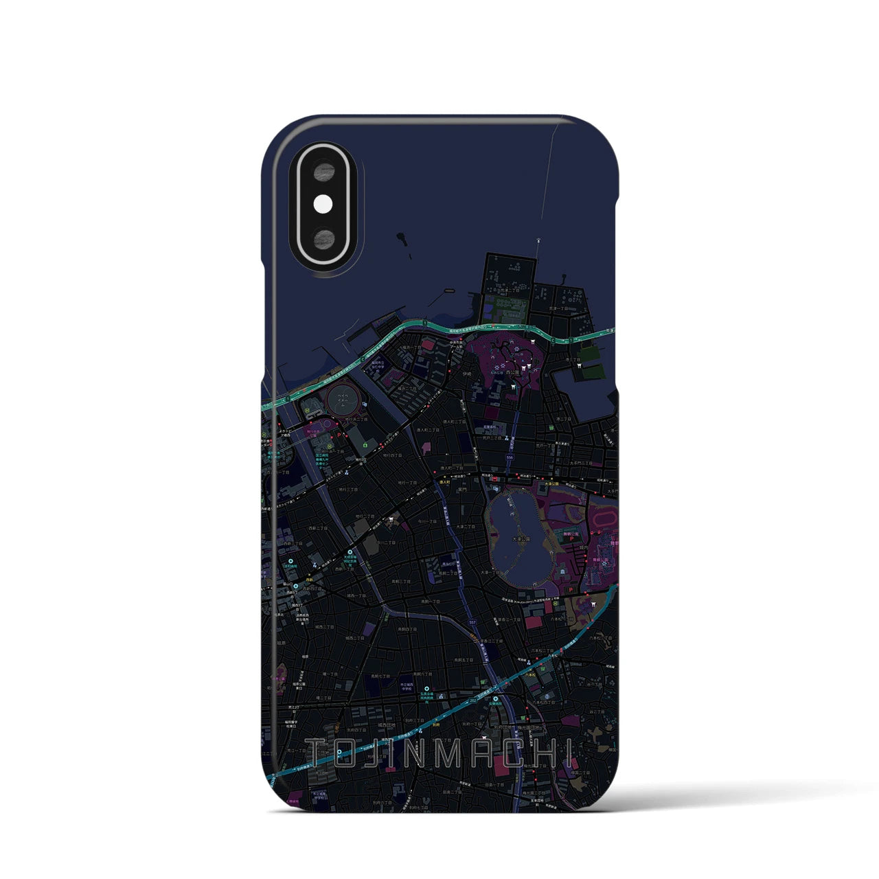 【唐人町(福岡県)】地図柄iPhoneケース(バックカバータイプ)