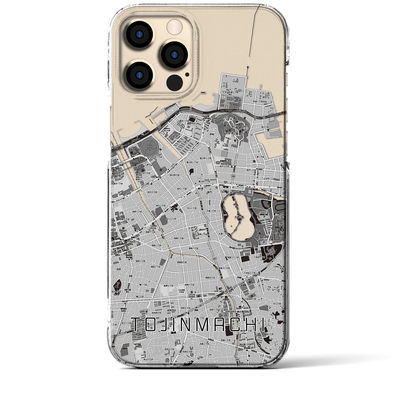 【唐人町(福岡県)】地図柄iPhoneケース(クリアタイプ)