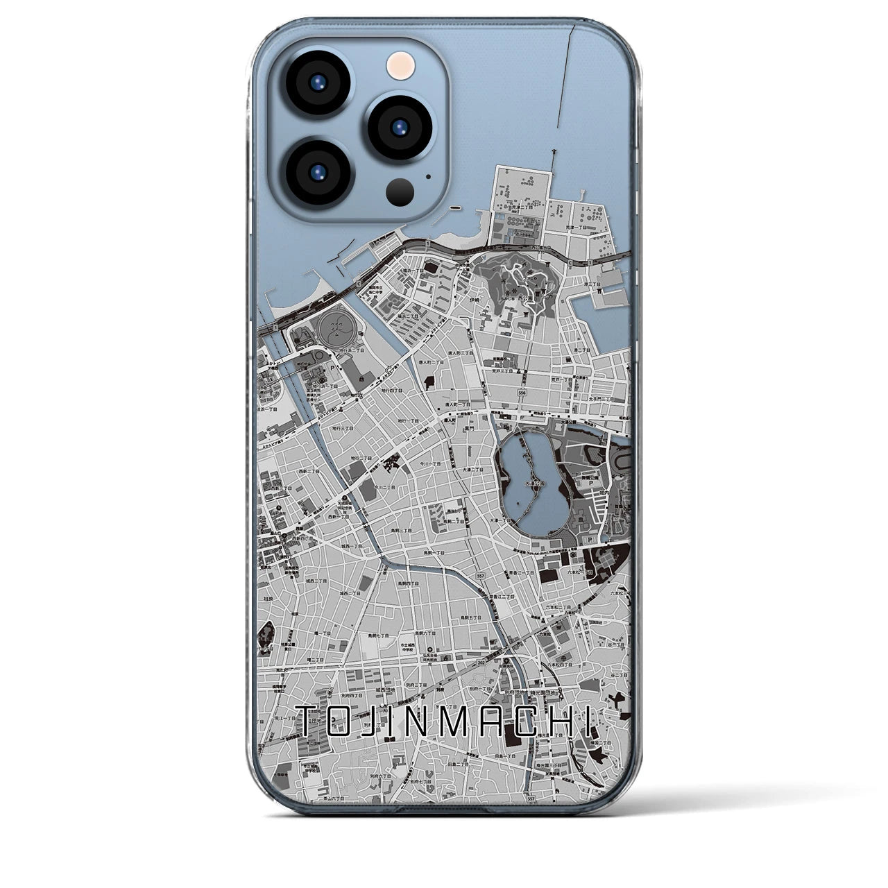 【唐人町(福岡県)】地図柄iPhoneケース(クリアタイプ)