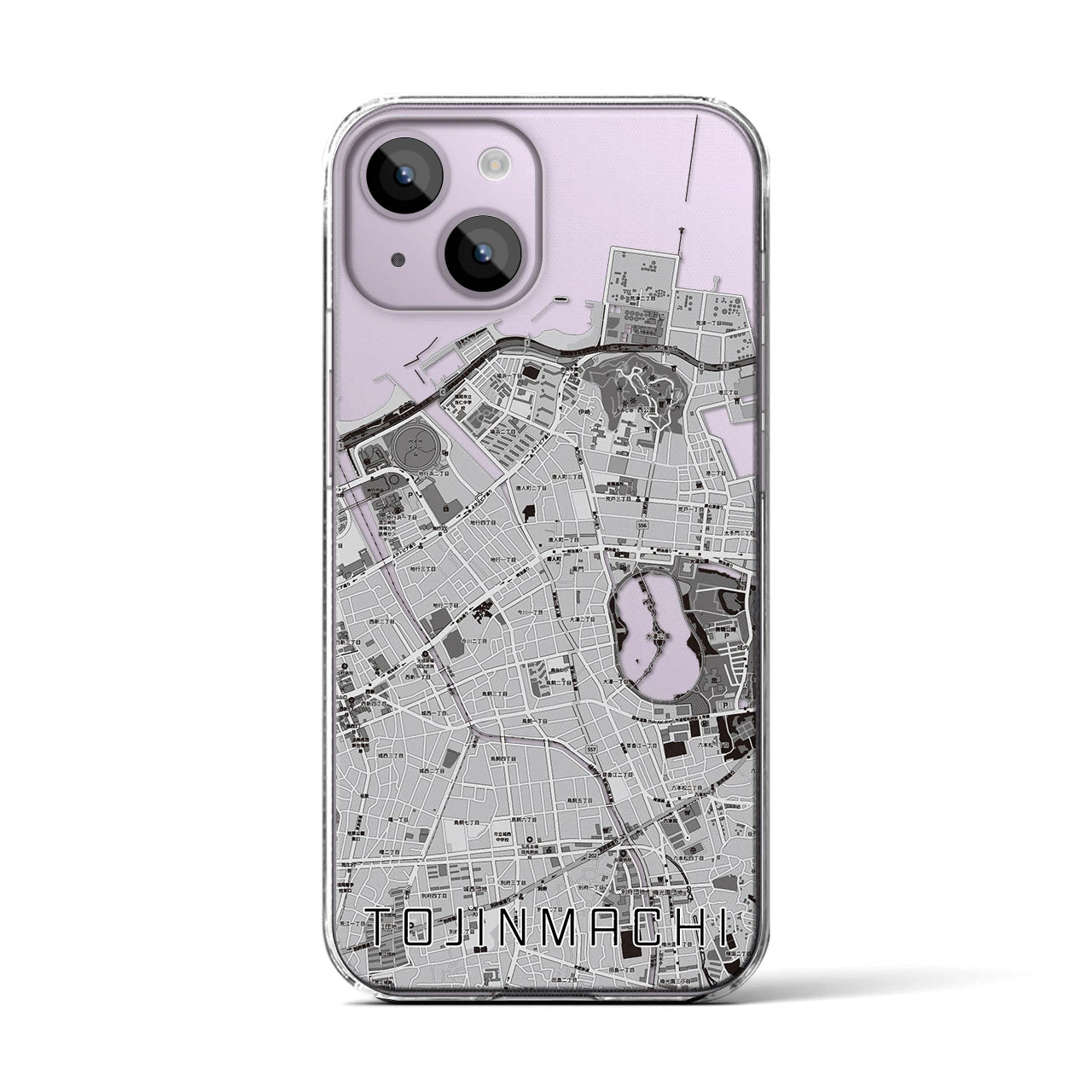 【唐人町(福岡県)】地図柄iPhoneケース(クリアタイプ)