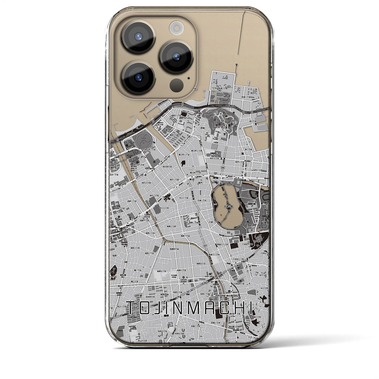 【唐人町(福岡県)】地図柄iPhoneケース(クリアタイプ)