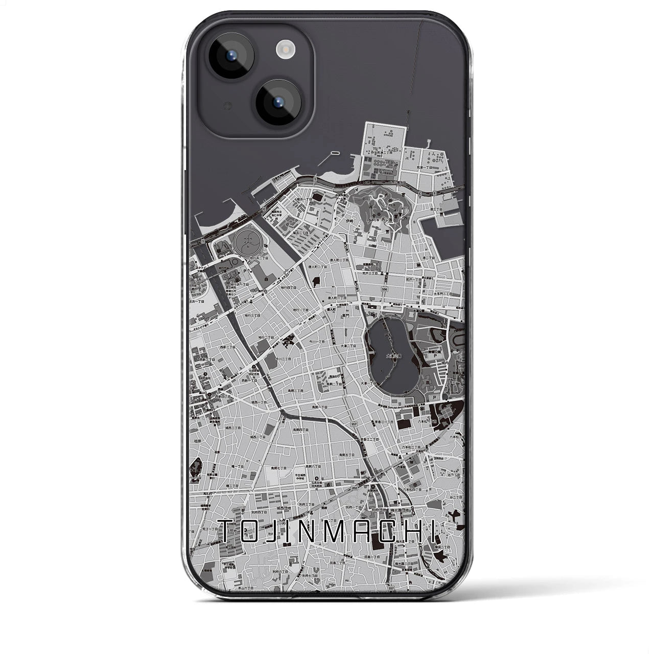 【唐人町(福岡県)】地図柄iPhoneケース(クリアタイプ)