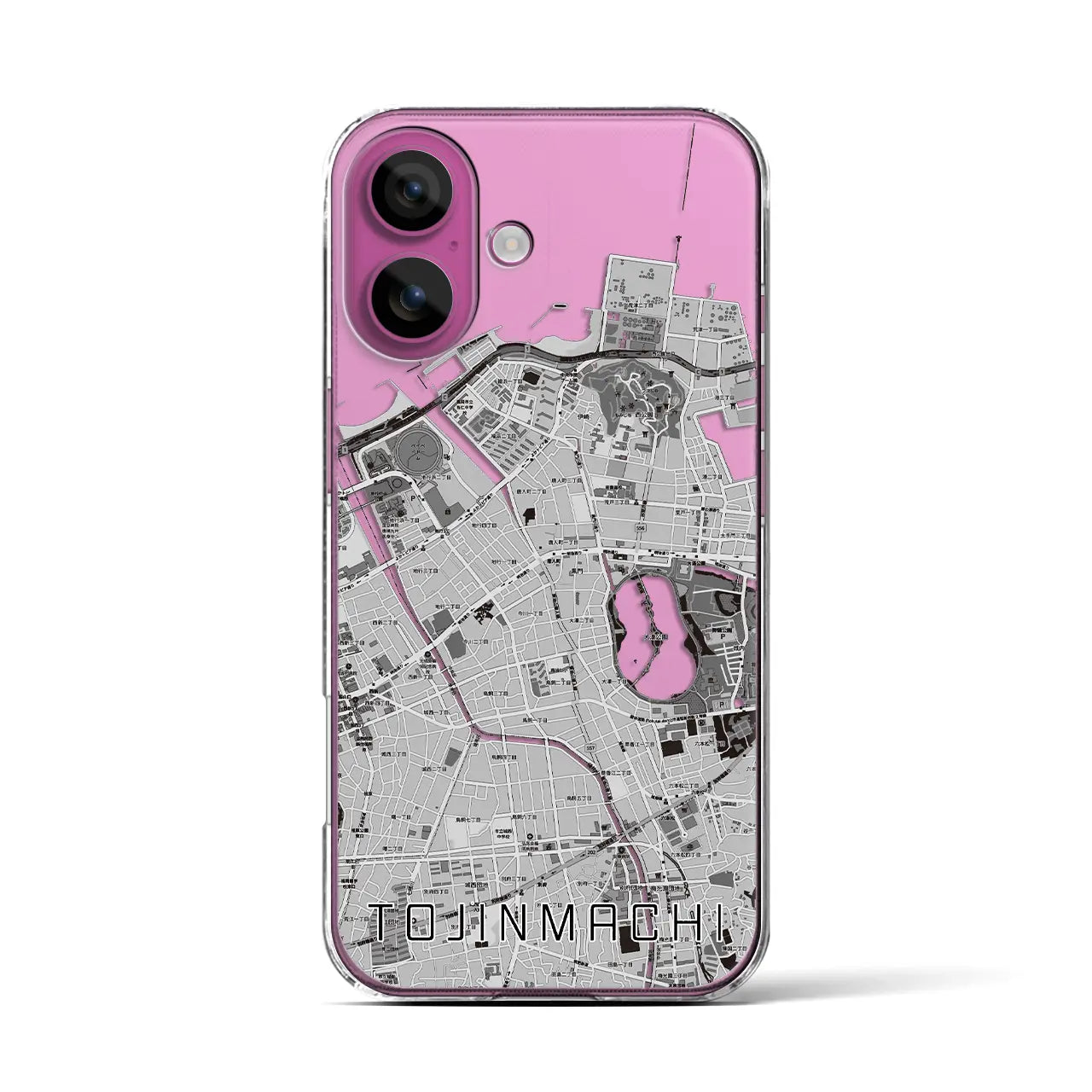 【唐人町(福岡県)】地図柄iPhoneケース(クリアタイプ)