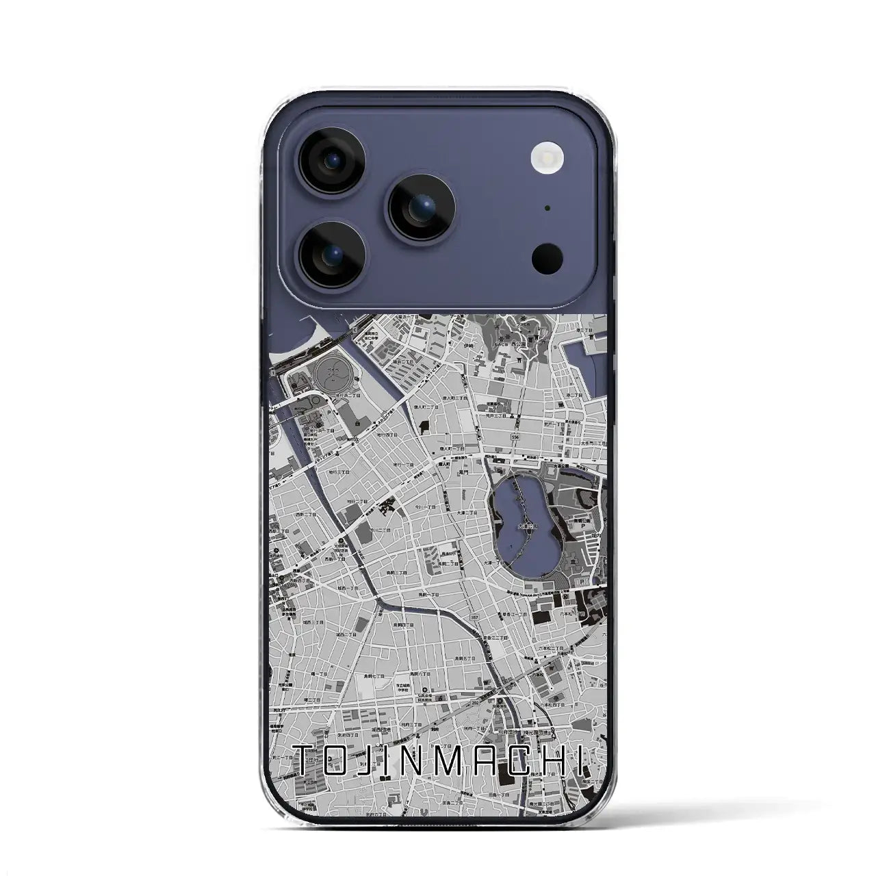 【唐人町(福岡県)】地図柄iPhoneケース(クリアタイプ)モノトーン・iPhone 17 Pro Max 用