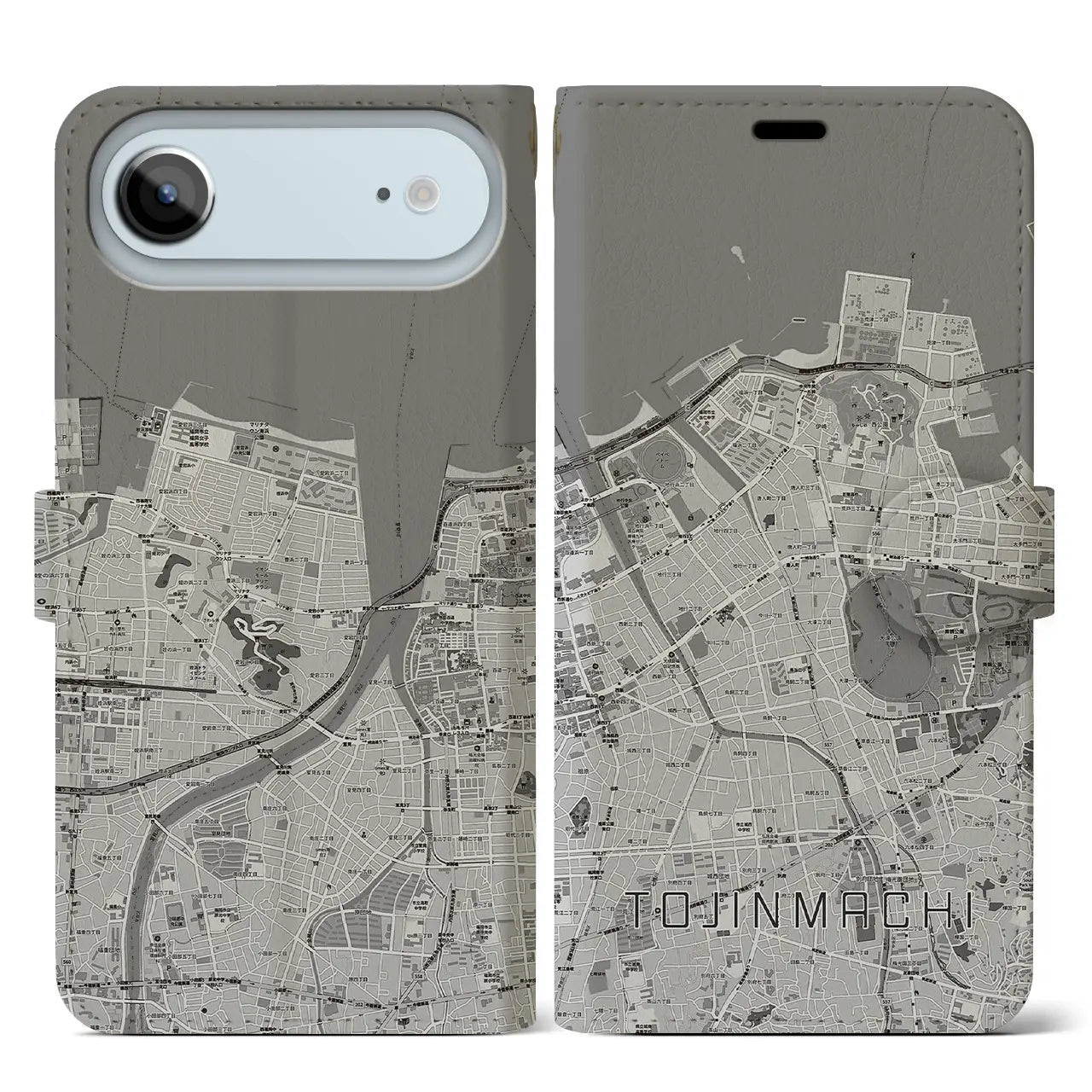 【唐人町(福岡県)】地図柄iPhoneケース(手帳タイプ)