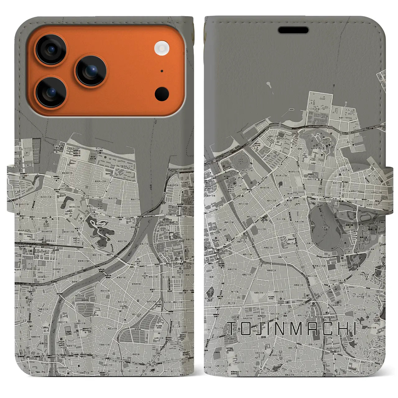 【唐人町(福岡県)】地図柄iPhoneケース(手帳タイプ)