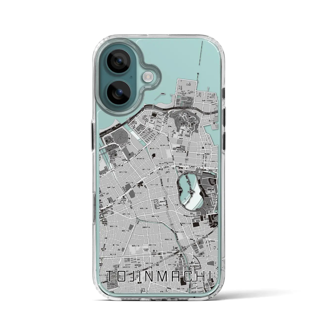 【唐人町(福岡県)】地図柄iPhoneケース(MagSafeタイプ)モノトーン・iPhone 16 Pro 用