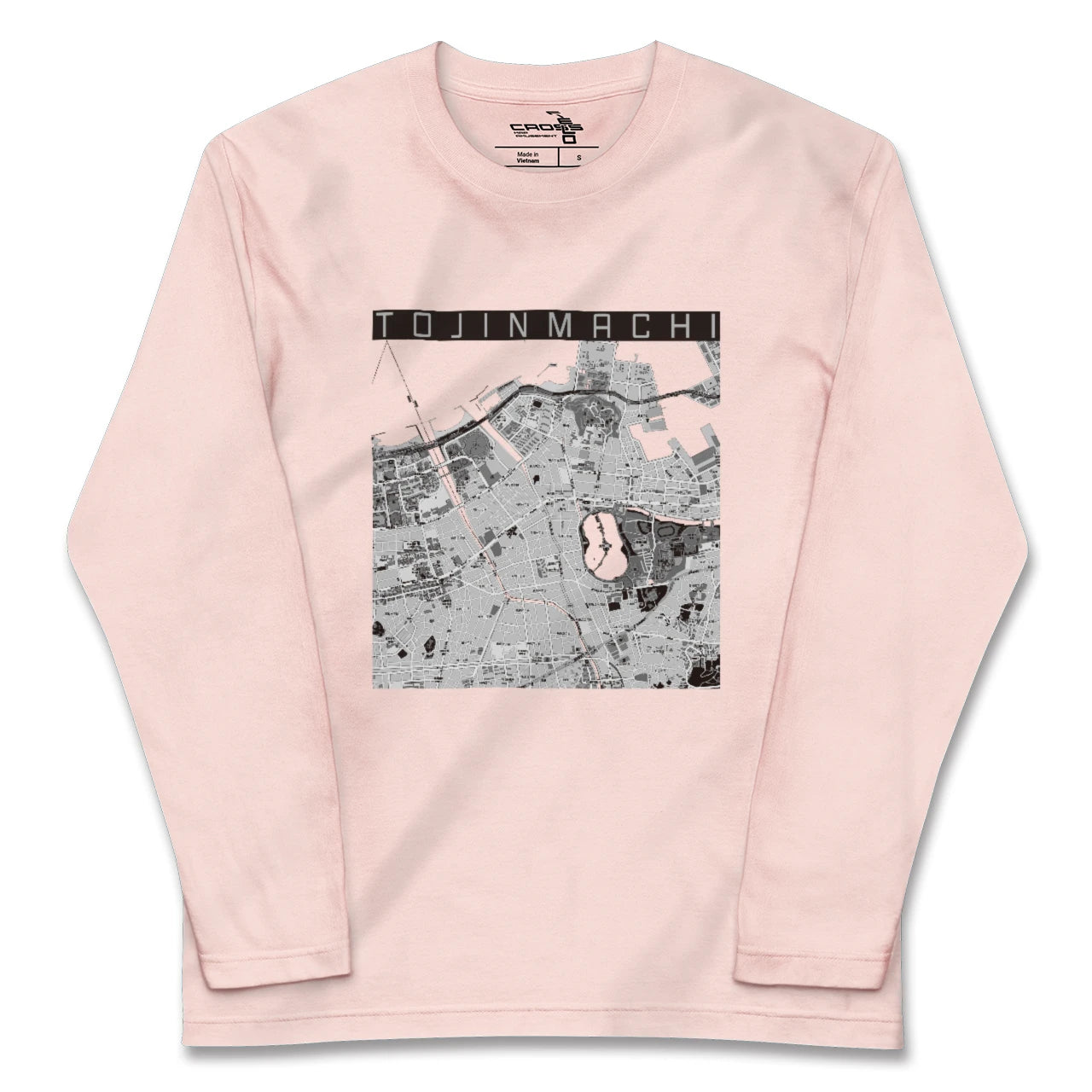 【唐人町(福岡県)】地図柄ロングスリーブTシャツ