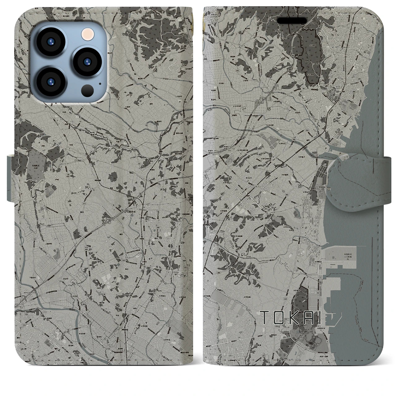 【東海(茨城県)】地図柄iPhoneケース(手帳タイプ)